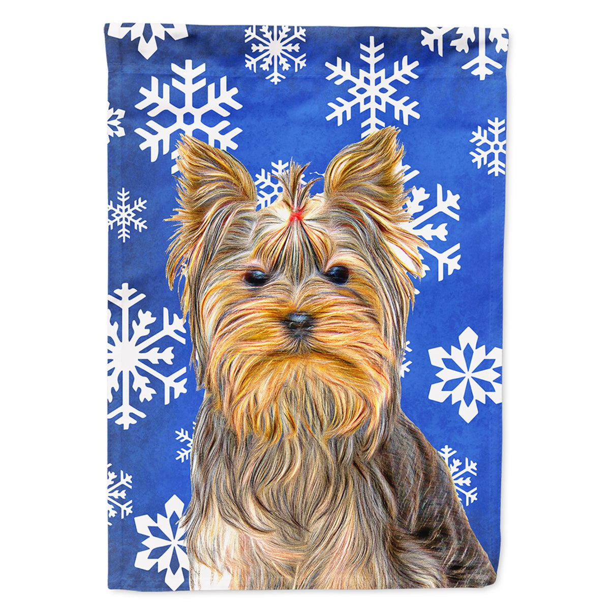 Winter Snowflakes Holiday Yorkie / Yorkshire Terrier Flag Garden Size