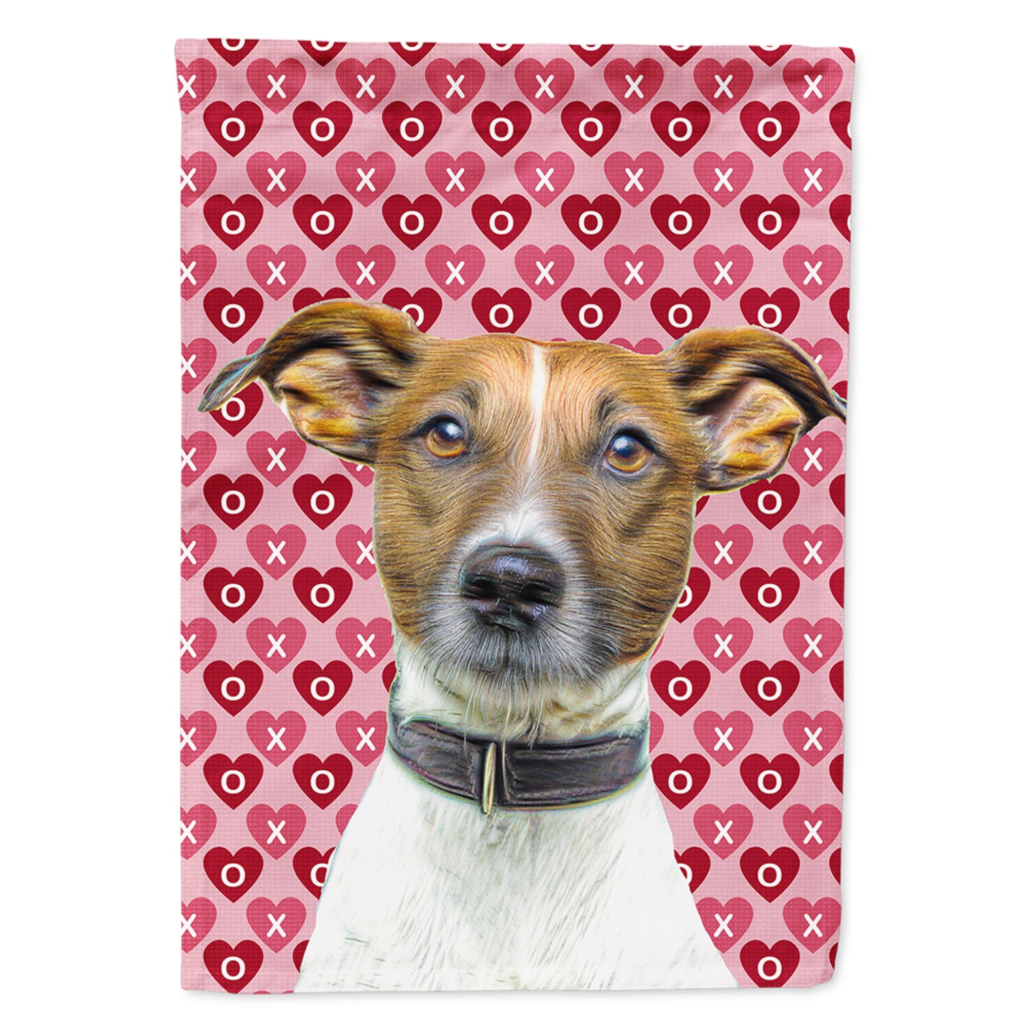 Hearts Love And Valentine'S Day Jack Russell Terrier Flag Garden Size