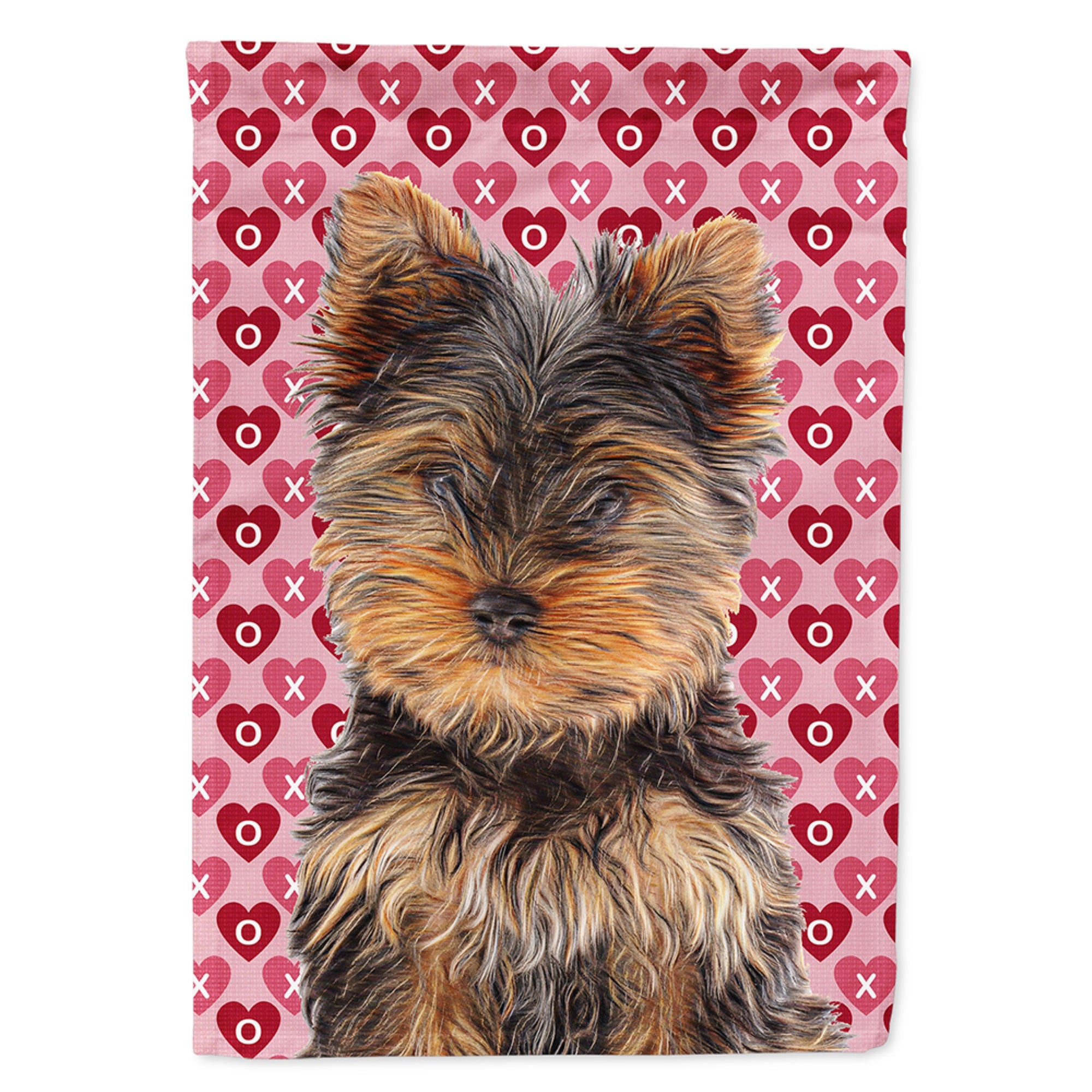 Hearts Love And Valentine'S Day Yorkie Puppy / Yorkshire Terrier Flag Garden Size