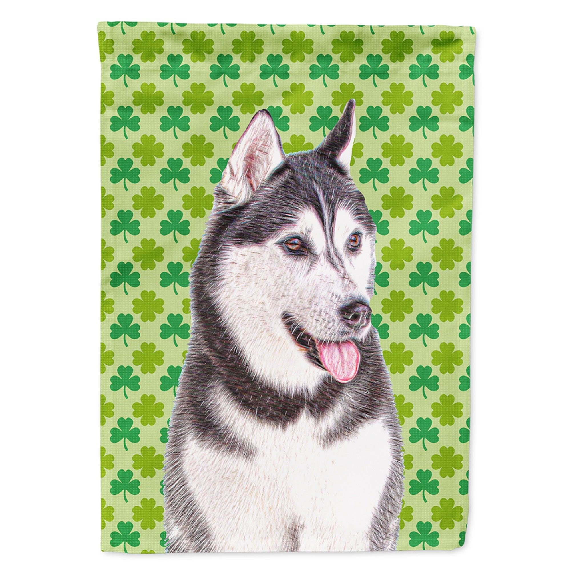 St. Patrick'S Day Shamrock Alaskan Malamute Flag Garden Size