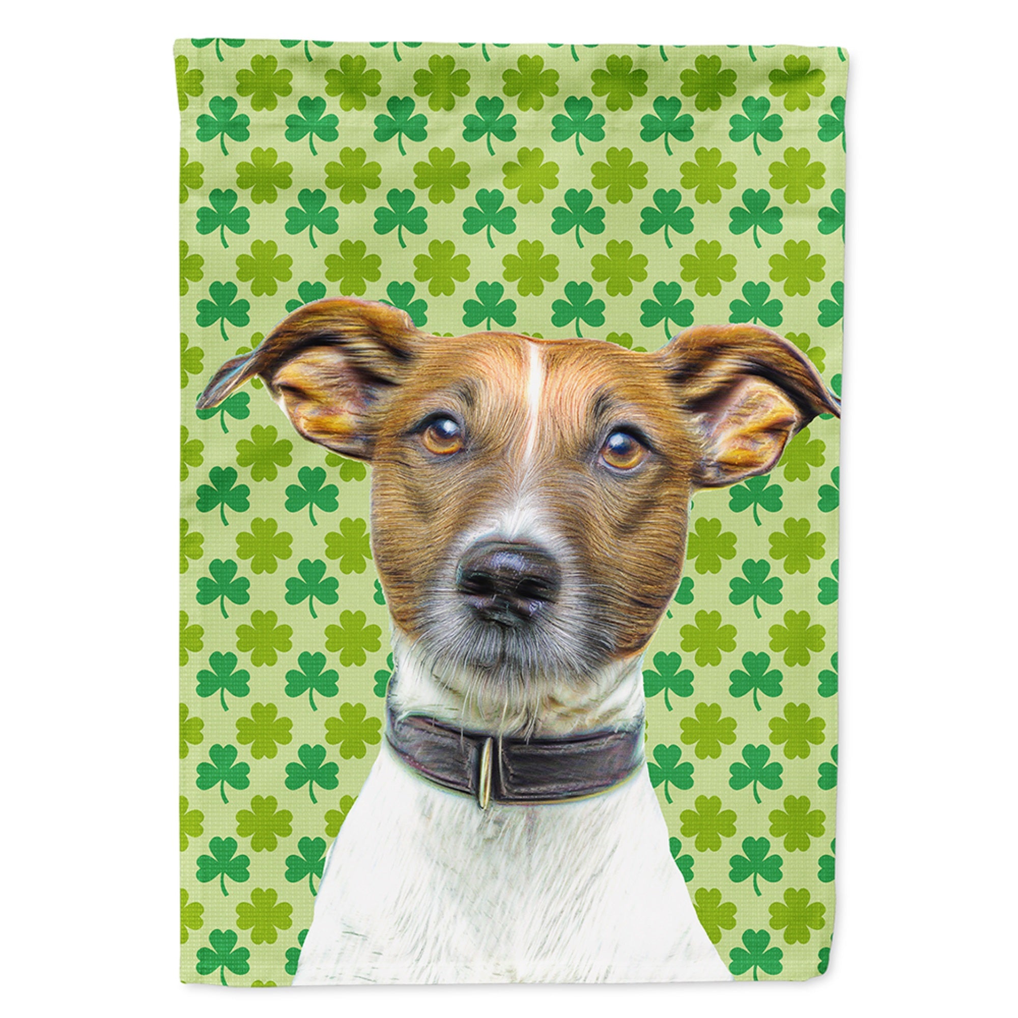 St. Patrick'S Day Shamrock Jack Russell Terrier Flag Garden Size