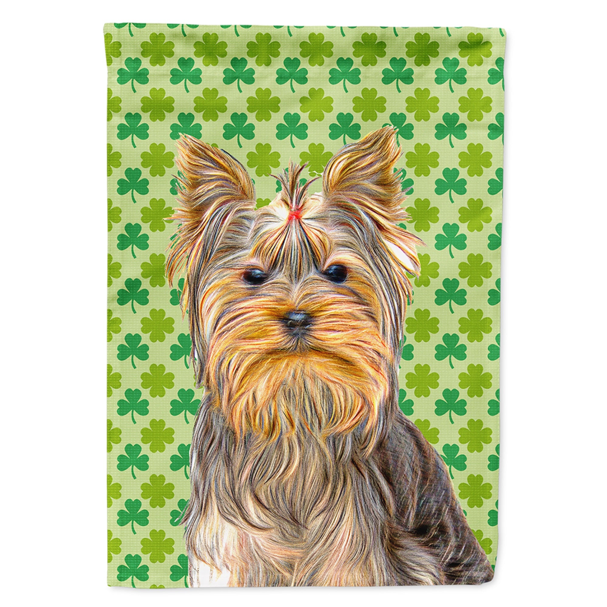 St. Patrick'S Day Shamrock Yorkie / Yorkshire Terrier Flag Garden Size