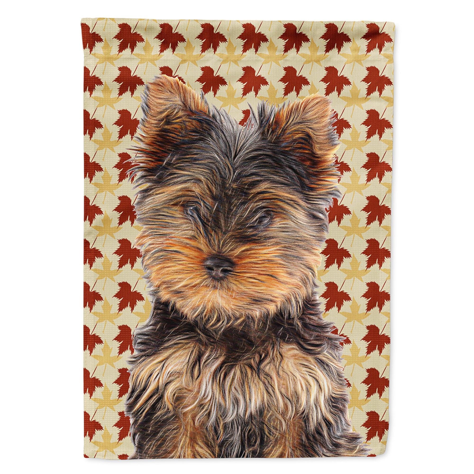 Fall Leaves Yorkie Puppy / Yorkshire Terrier Flag Garden Size