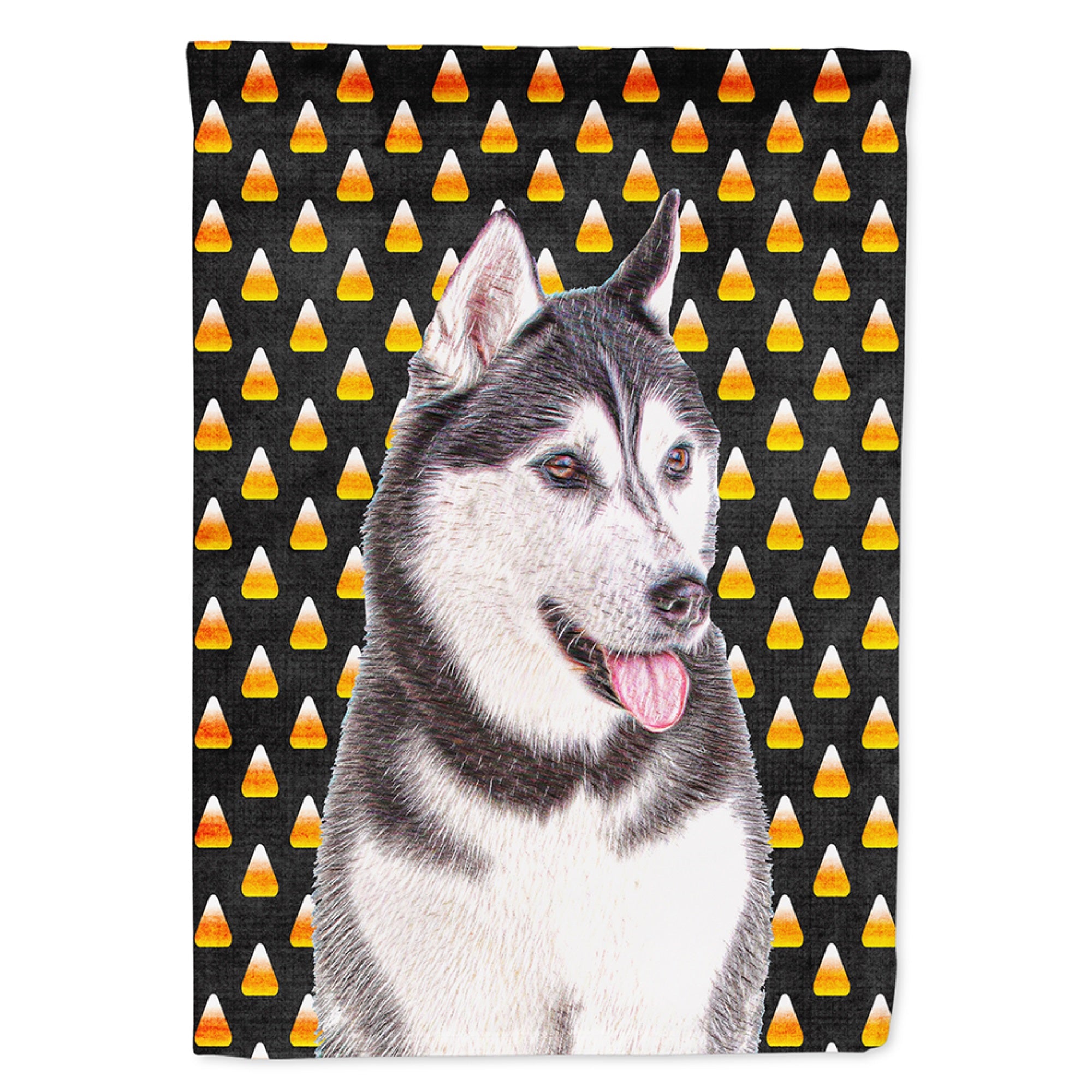 Candy Corn Halloween Alaskan Malamute Flag Garden Size