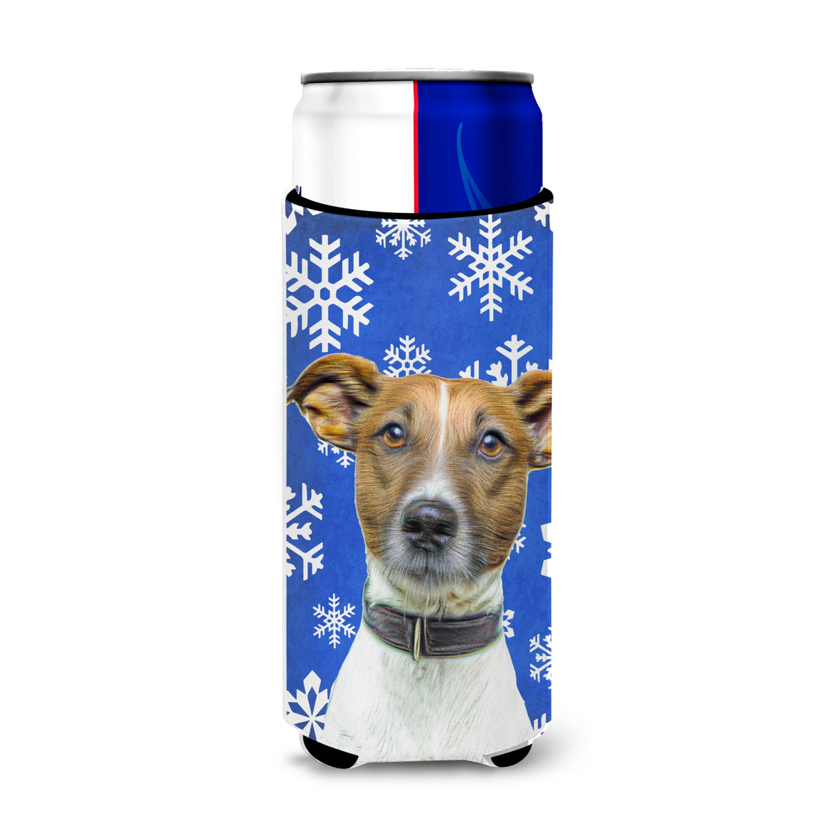 Winter Snowflakes Holiday Jack Russell Terrier Ultra Hugger For Slim Cans