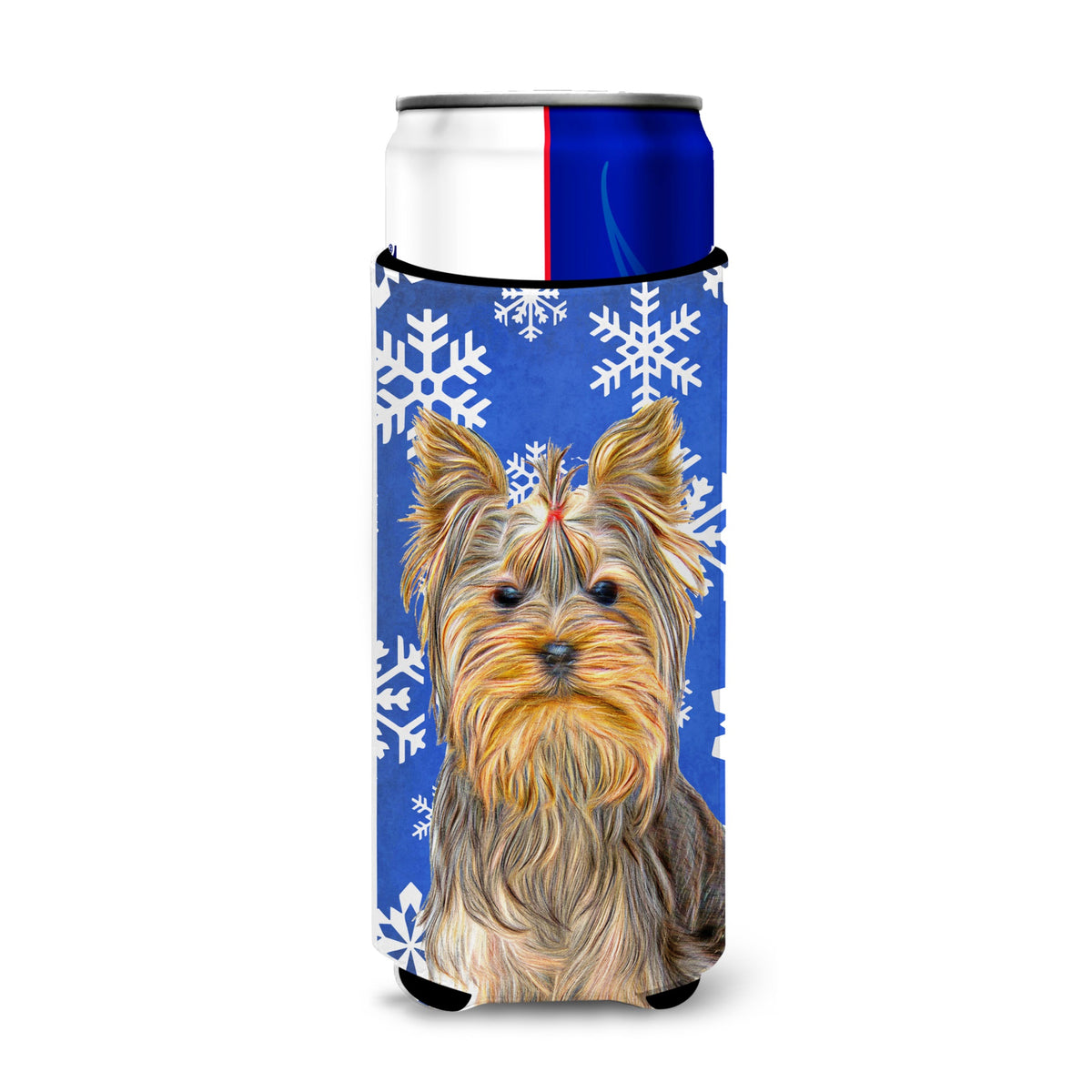 Winter Snowflakes Holiday Yorkie / Yorkshire Terrier Ultra Hugger For Slim Cans