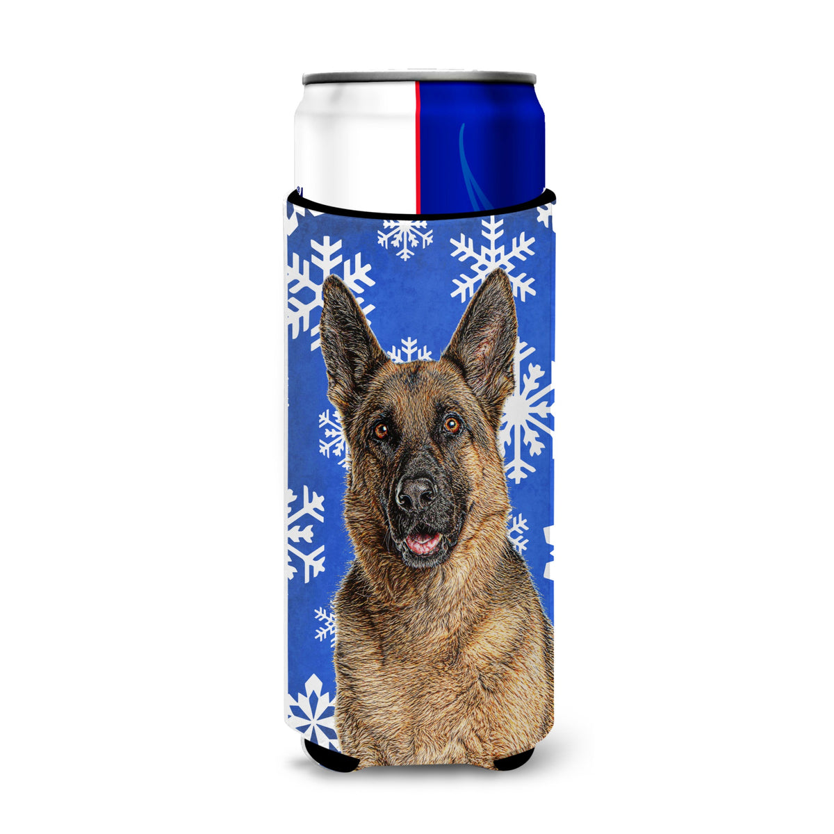 Winter Snowflakes Holiday German Shepherd Ultra Hugger For Slim Cans