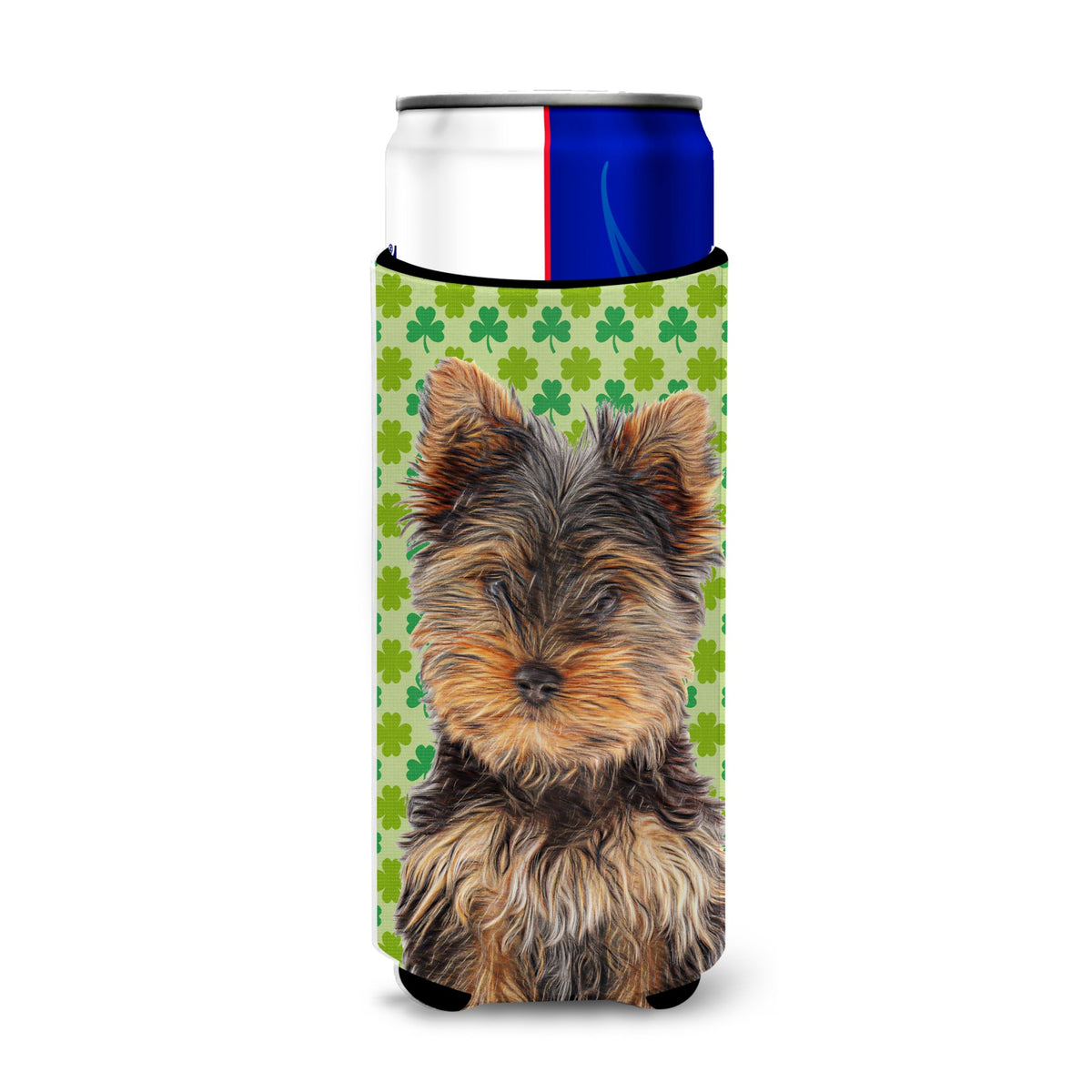 St. Patrick'S Day Shamrock Yorkie Puppy / Yorkshire Terrier Ultra Hugger For Slim Cans