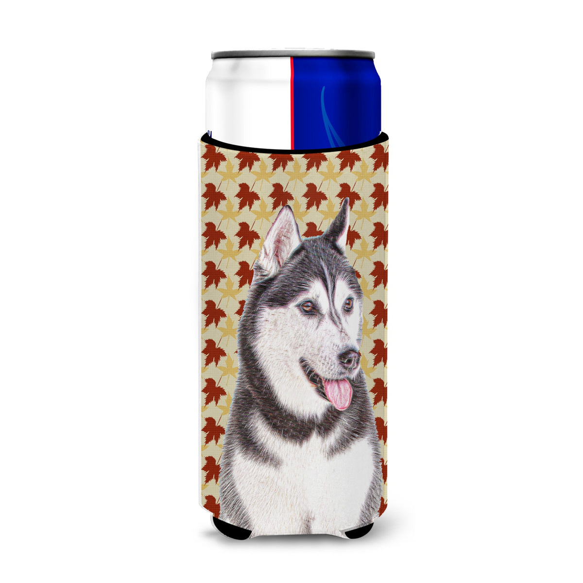 Fall Leaves Alaskan Malamute Ultra Hugger For Slim Cans