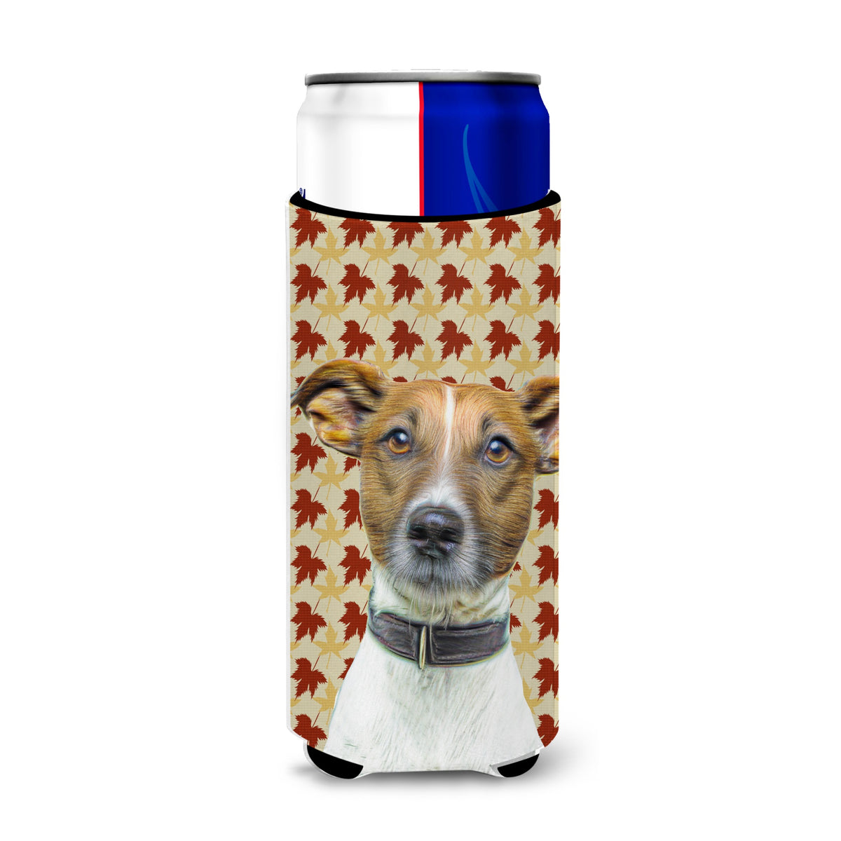 Fall Leaves Jack Russell Terrier Ultra Hugger For Slim Cans