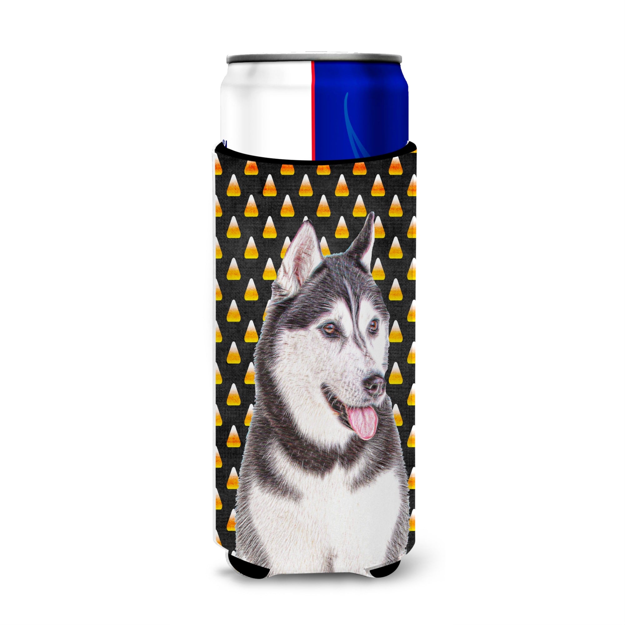Candy Corn Halloween Alaskan Malamute Ultra Hugger For Slim Cans