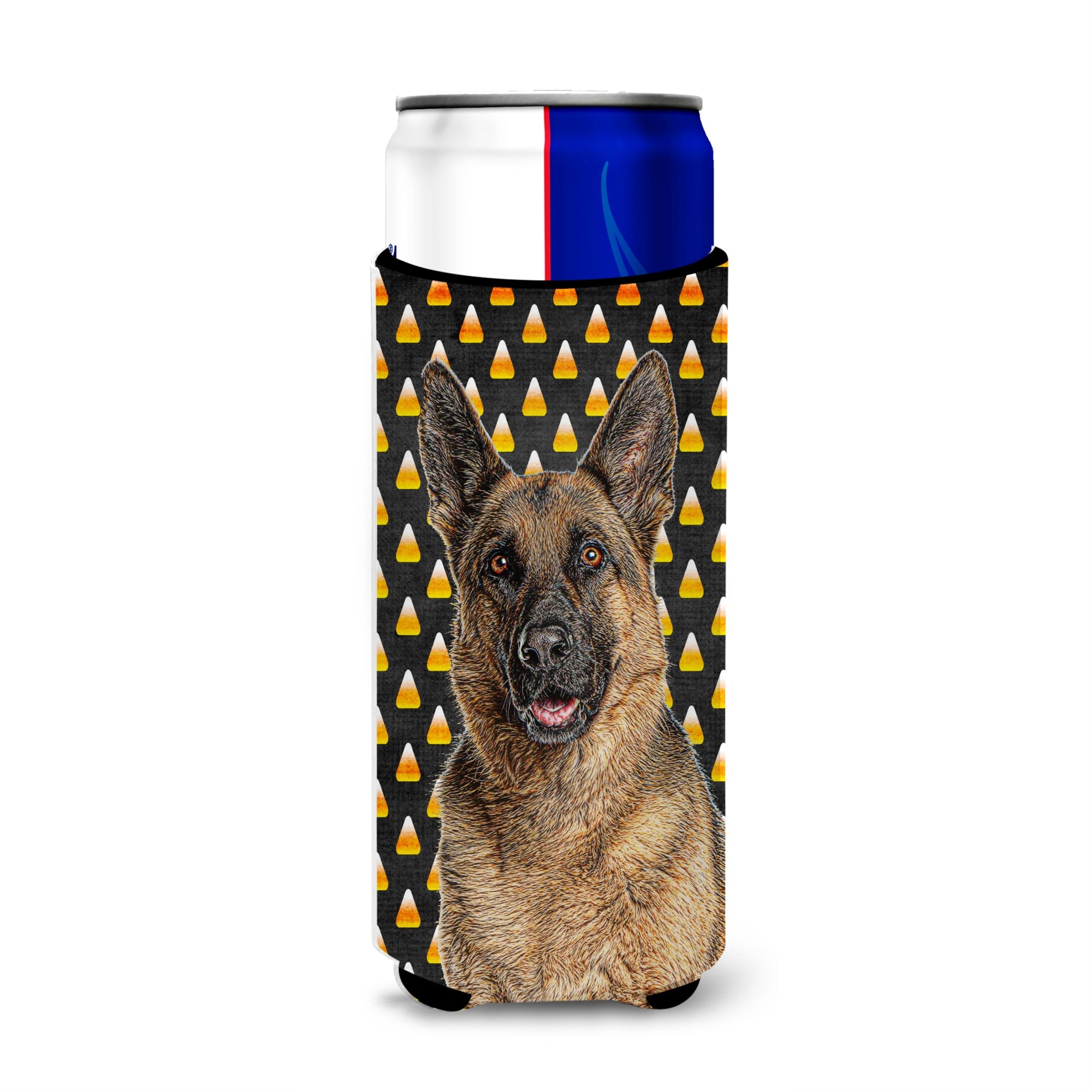 Candy Corn Halloween German Shepherd Ultra Hugger For Slim Cans