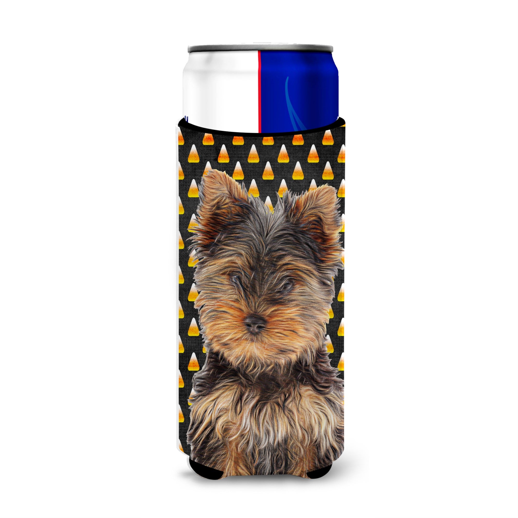Candy Corn Halloween Yorkie Puppy / Yorkshire Terrier Ultra Hugger For Slim Cans