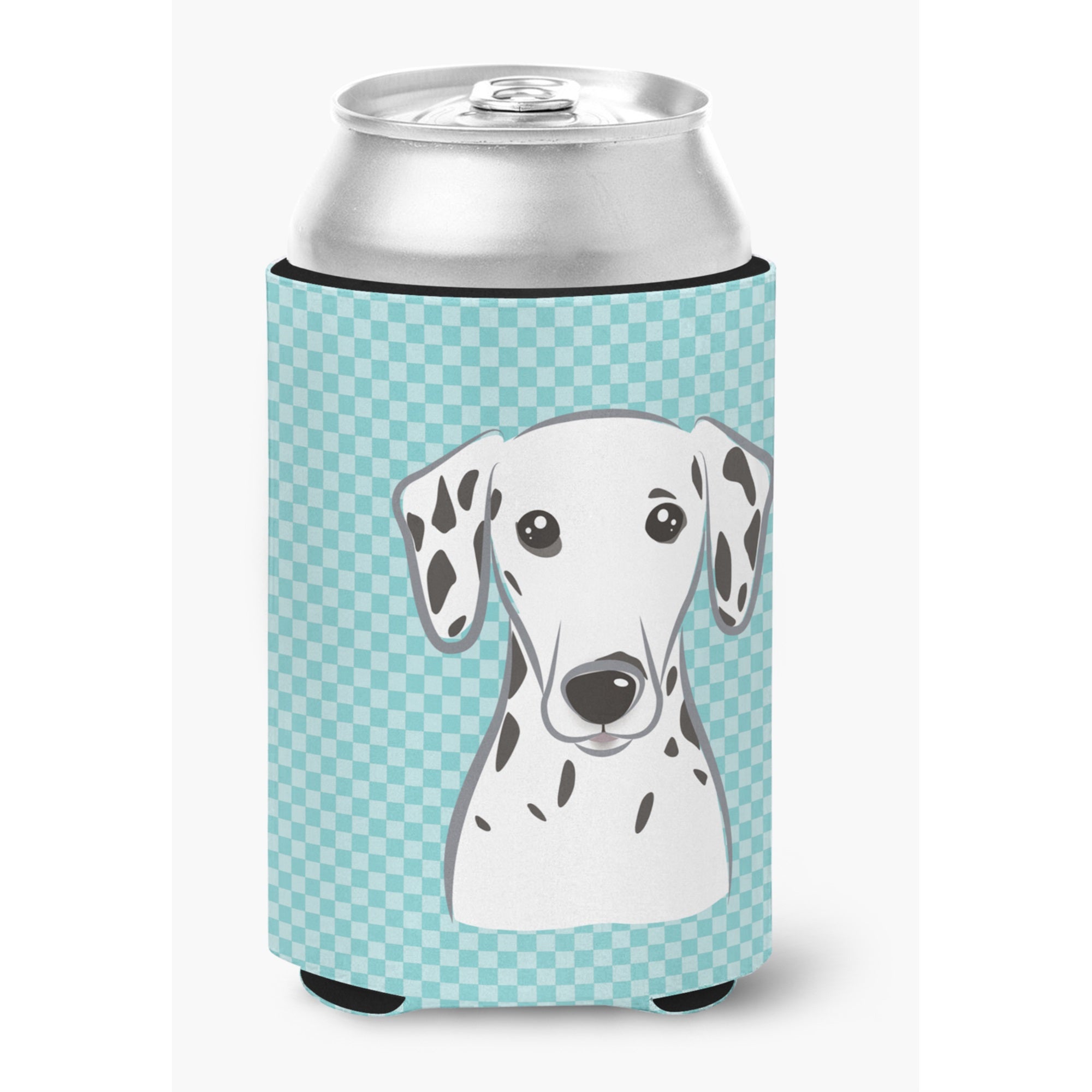 Checkerboard Blue Dalmatian Can Or Bottle Hugger