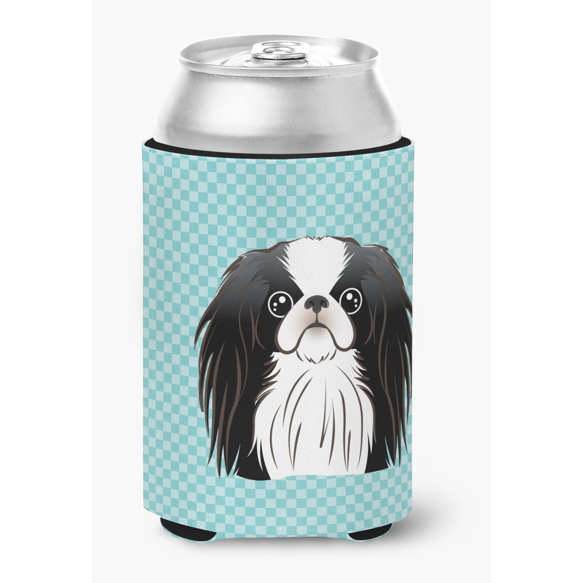 Checkerboard Blue Japanese Chin Can Or Bottle Hugger