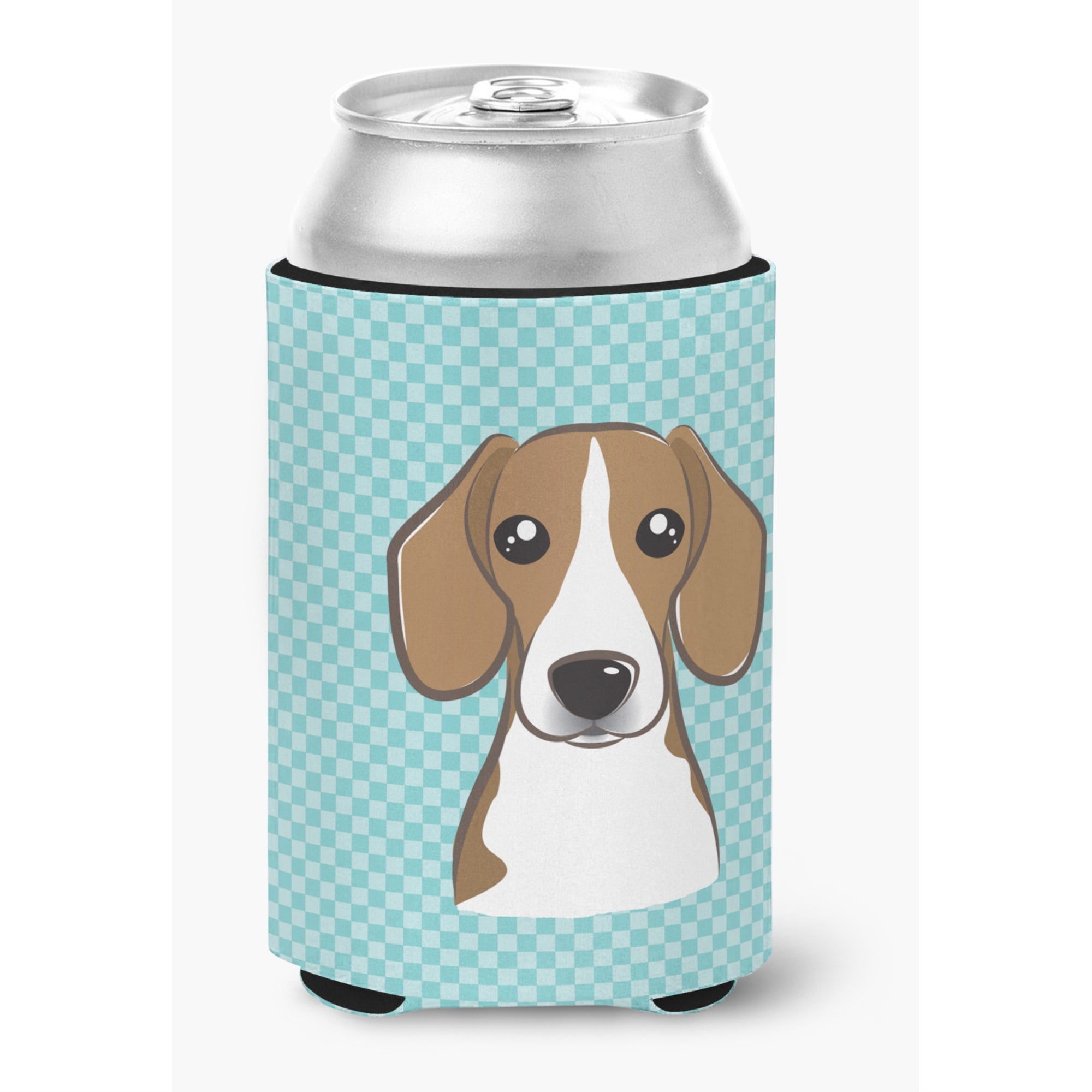 Checkerboard Blue Beagle Can Or Bottle Hugger