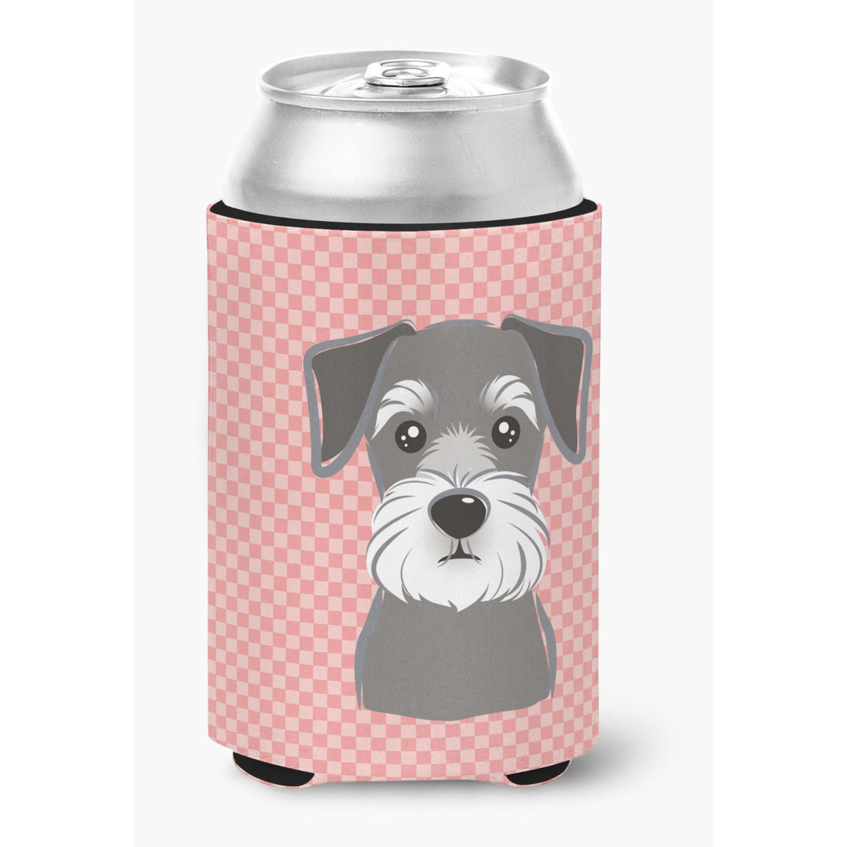 Checkerboard Pink Schnauzer Can Or Bottle Hugger