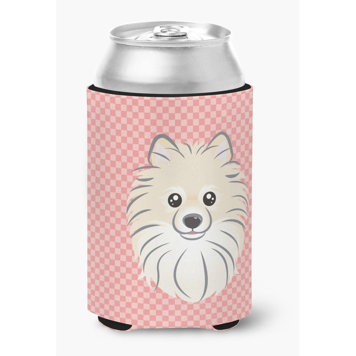 Checkerboard Pink Pomeranian Can Or Bottle Hugger