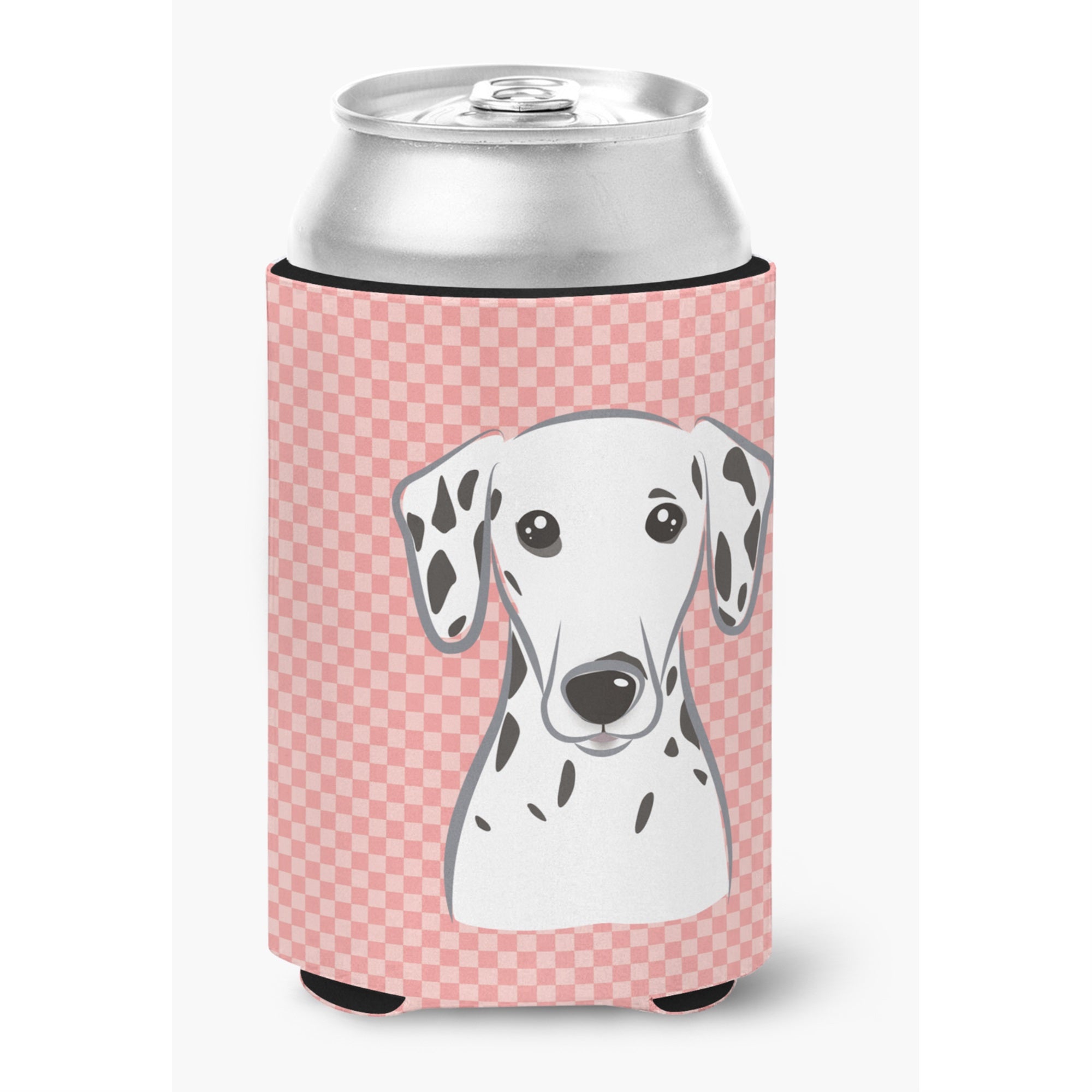 Checkerboard Pink Dalmatian Can Or Bottle Hugger