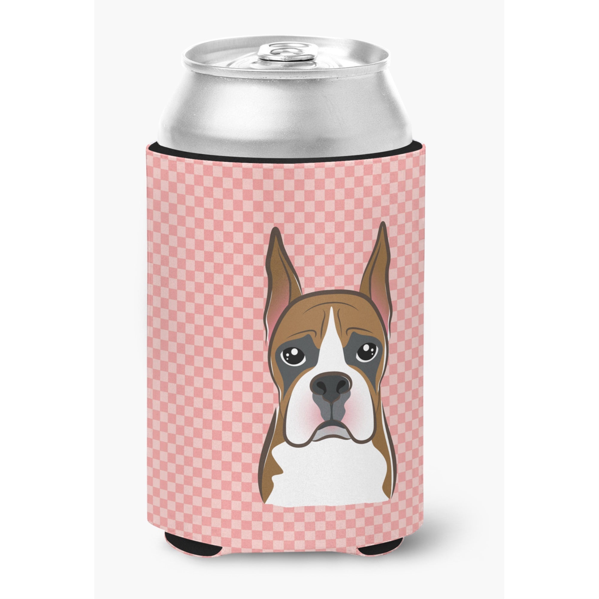 Checkerboard Pink Boxer Can Or Bottle Hugger