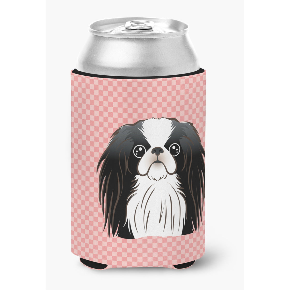 Checkerboard Pink Japanese Chin Can Or Bottle Hugger
