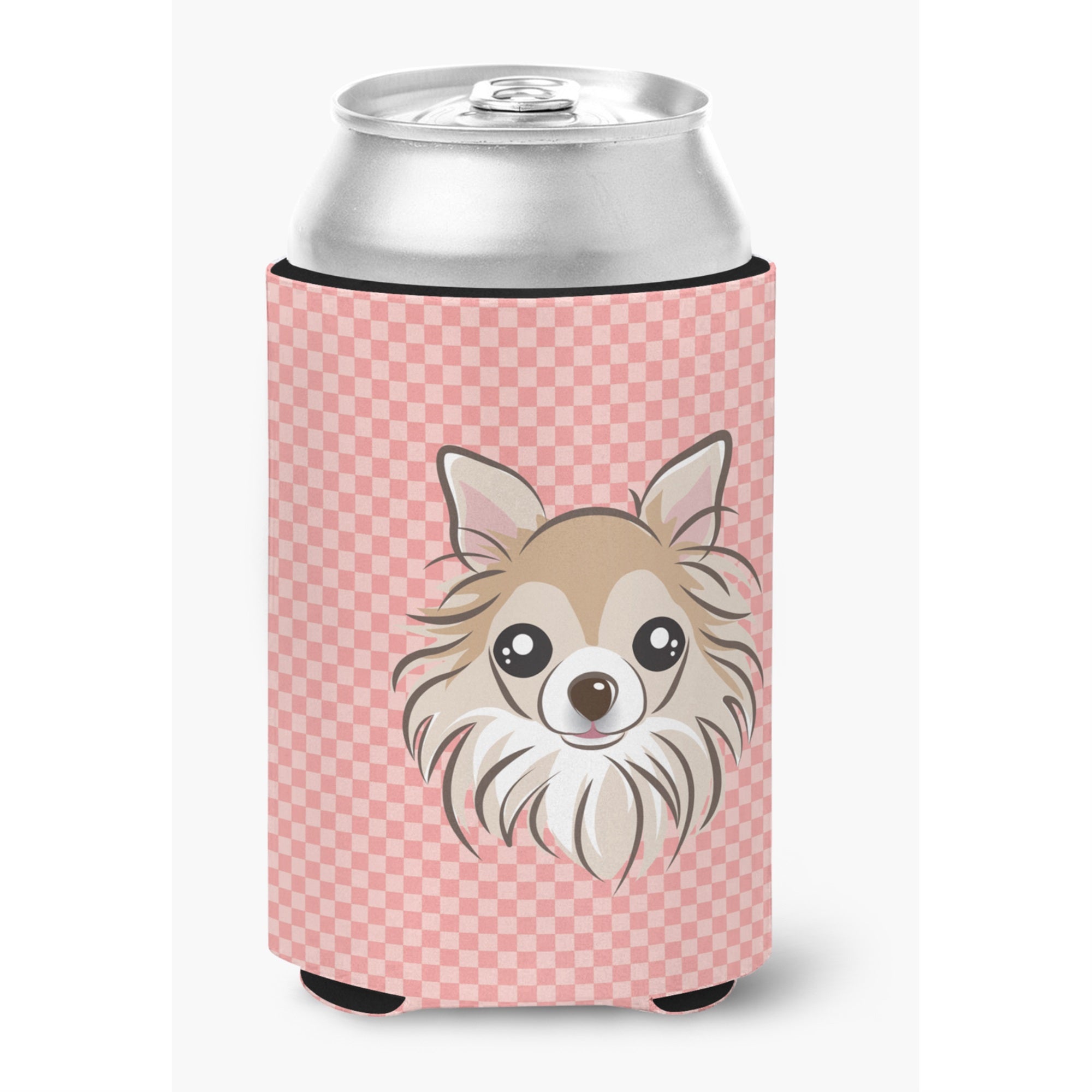 Checkerboard Pink Chihuahua Can Or Bottle Hugger