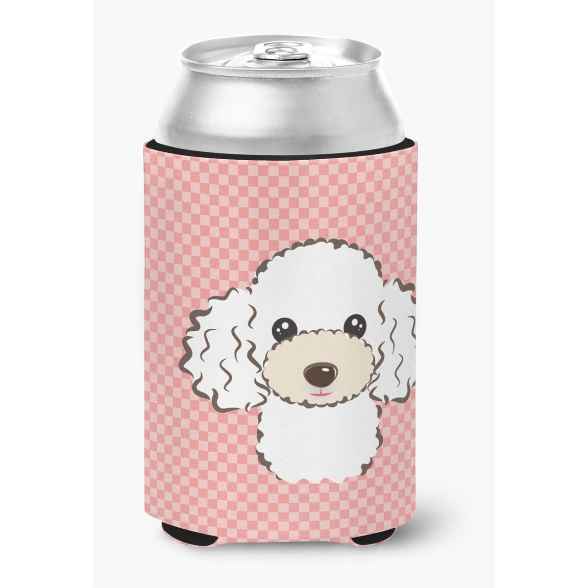 Checkerboard Pink White Poodle Can Or Bottle Hugger
