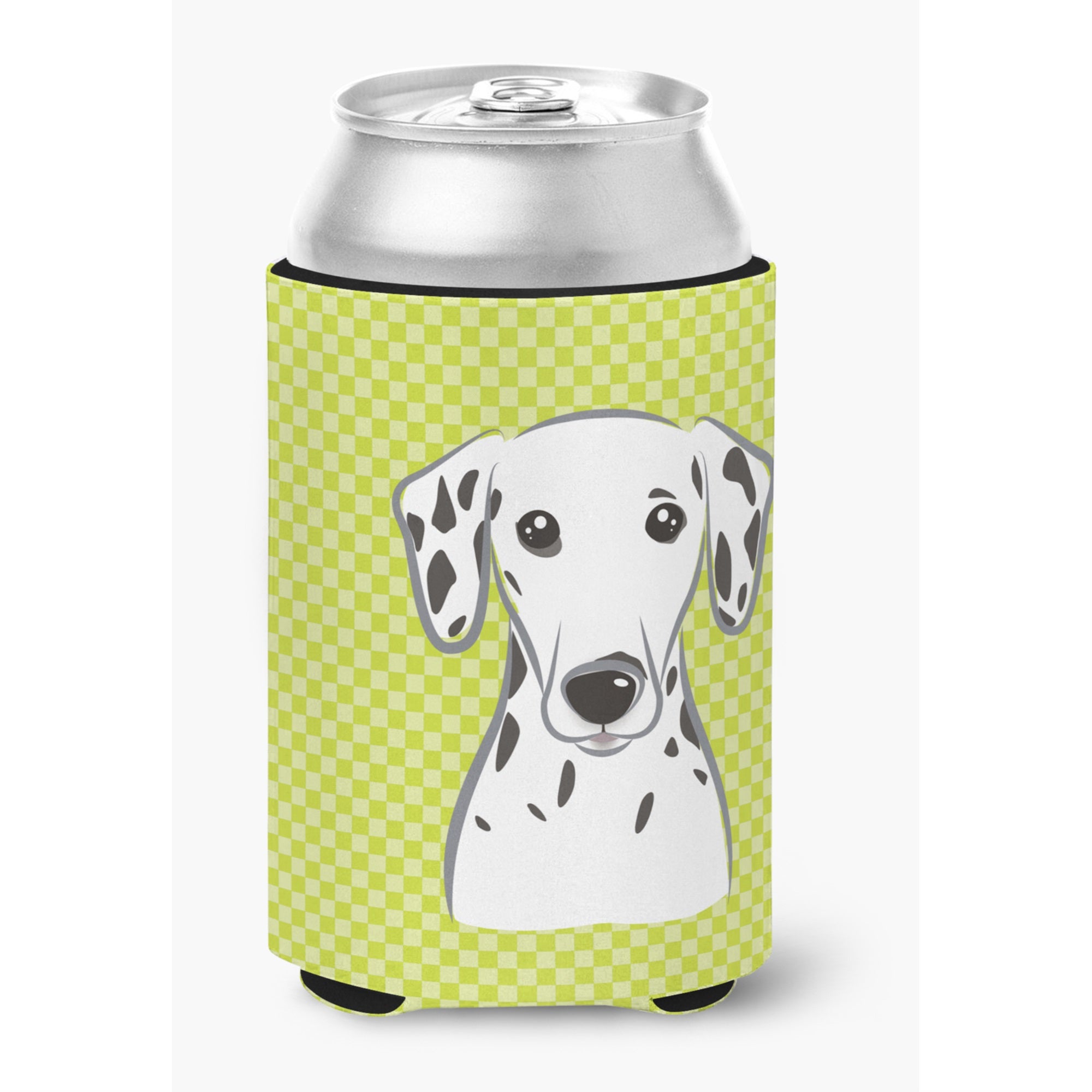 Checkerboard Lime Green Dalmatian Can Or Bottle Hugger