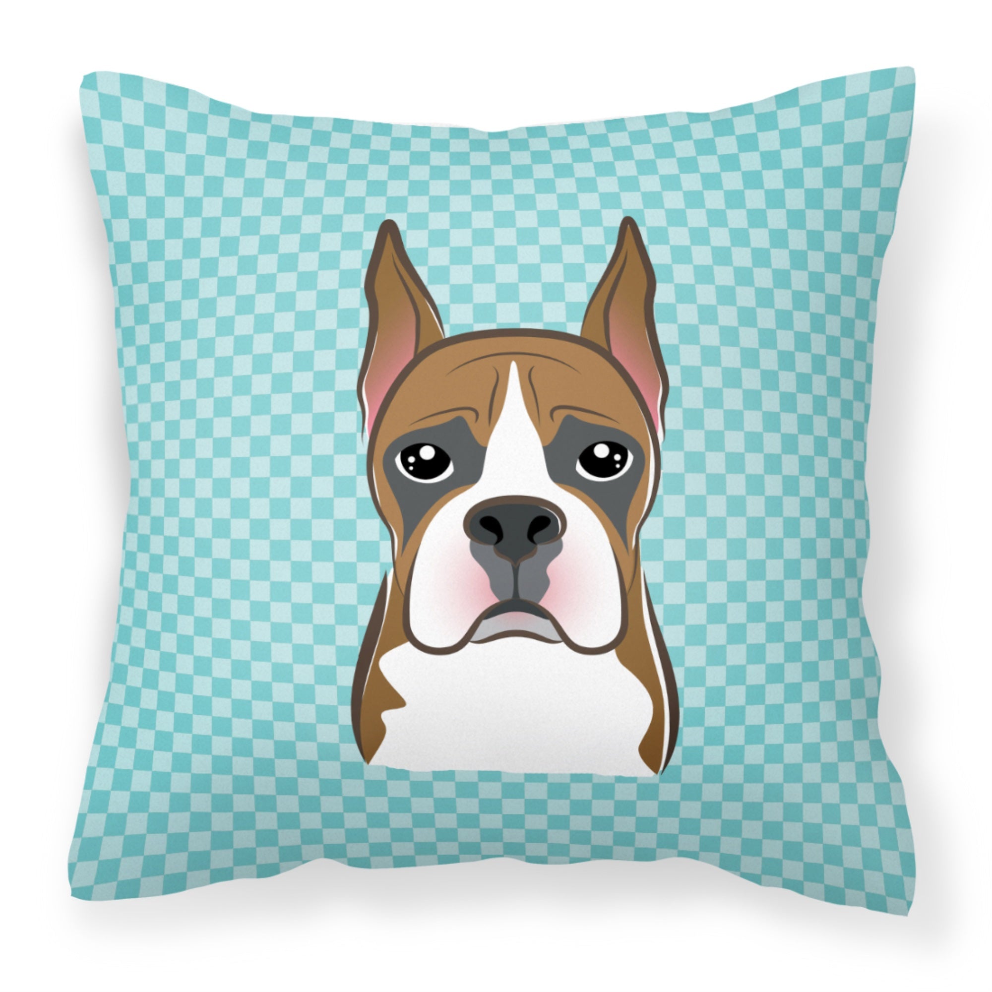 Checkerboard Blue Boxer Fabric Decorative Pillow