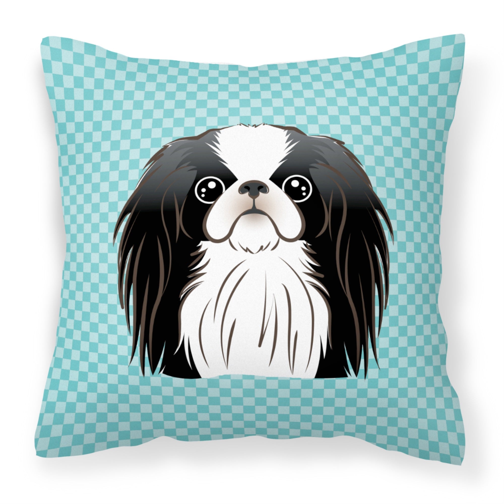 Checkerboard Blue Japanese Chin Fabric Decorative Pillow