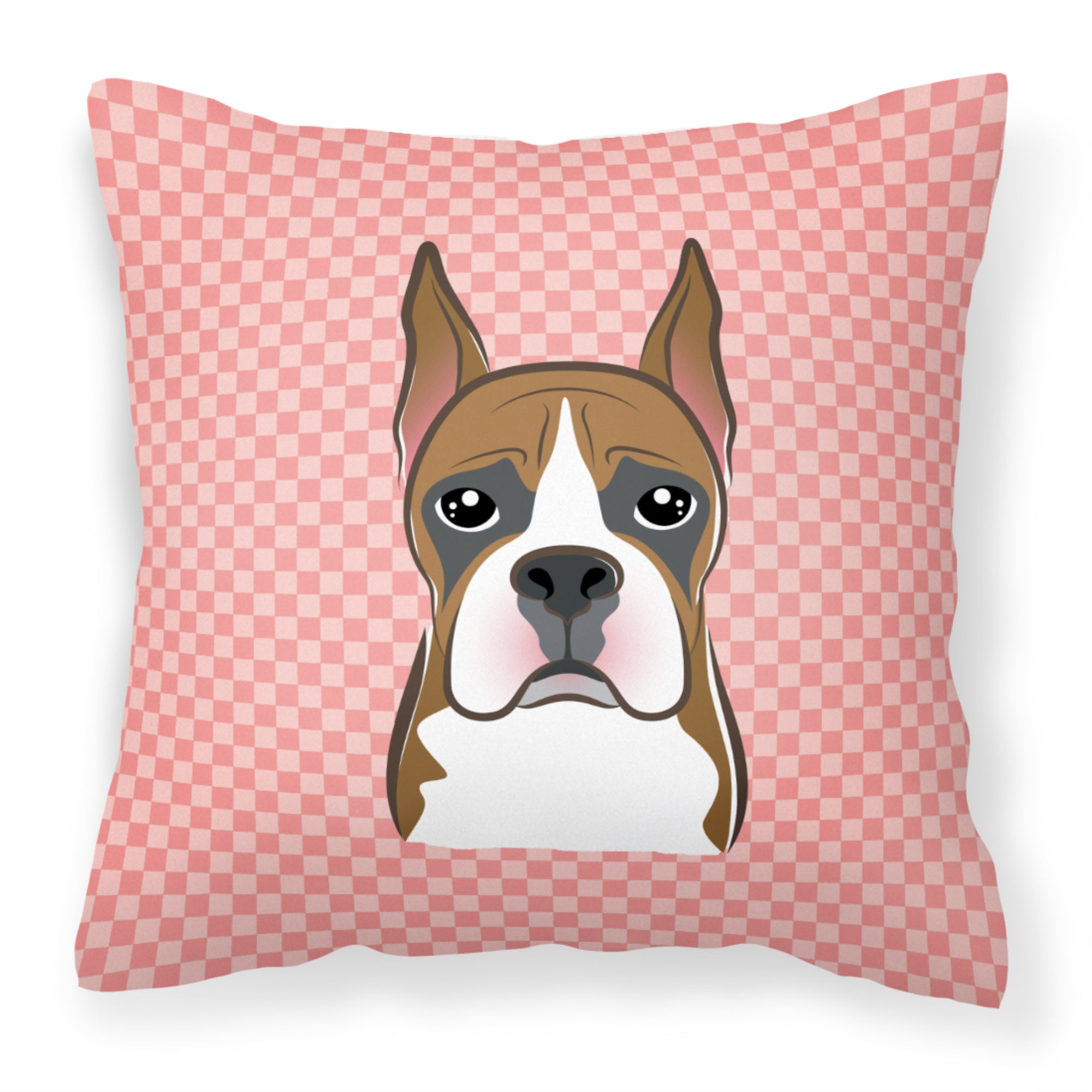 Checkerboard Pink Boxer Fabric Decorative Pillow
