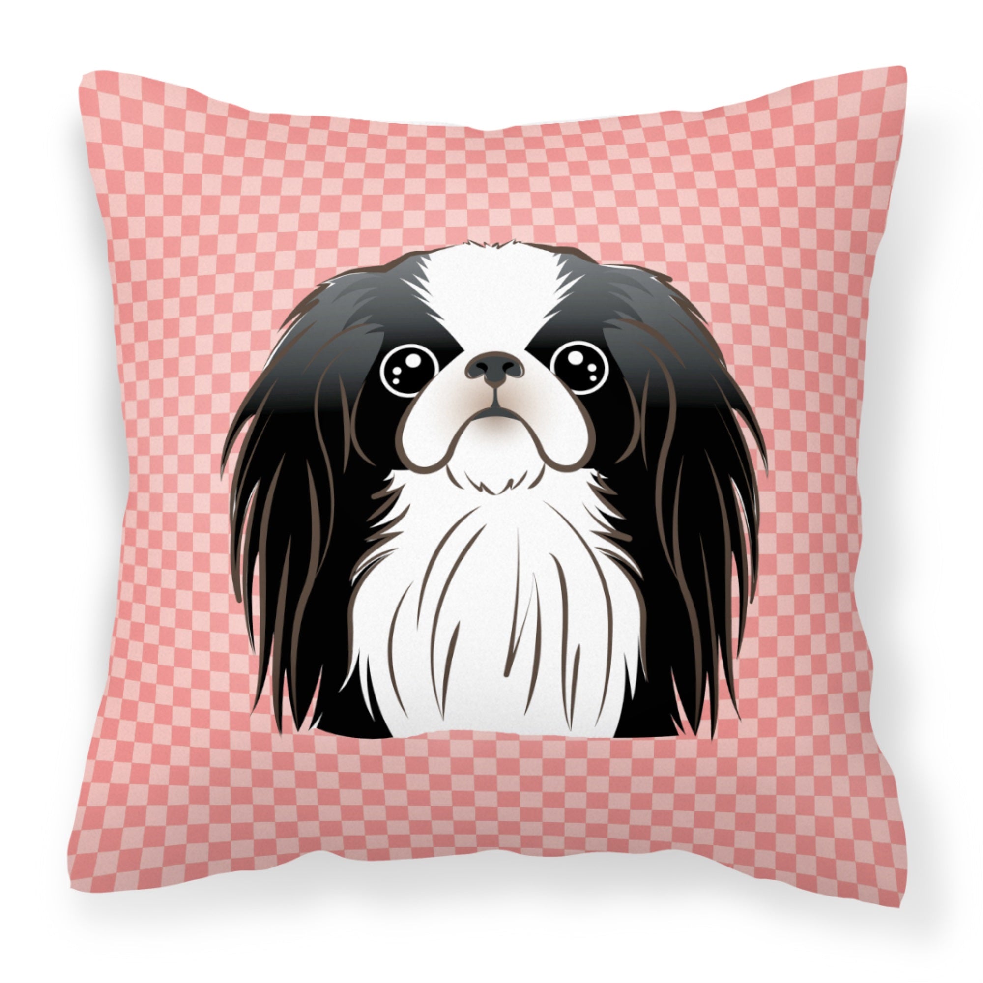 Checkerboard Pink Japanese Chin Fabric Decorative Pillow