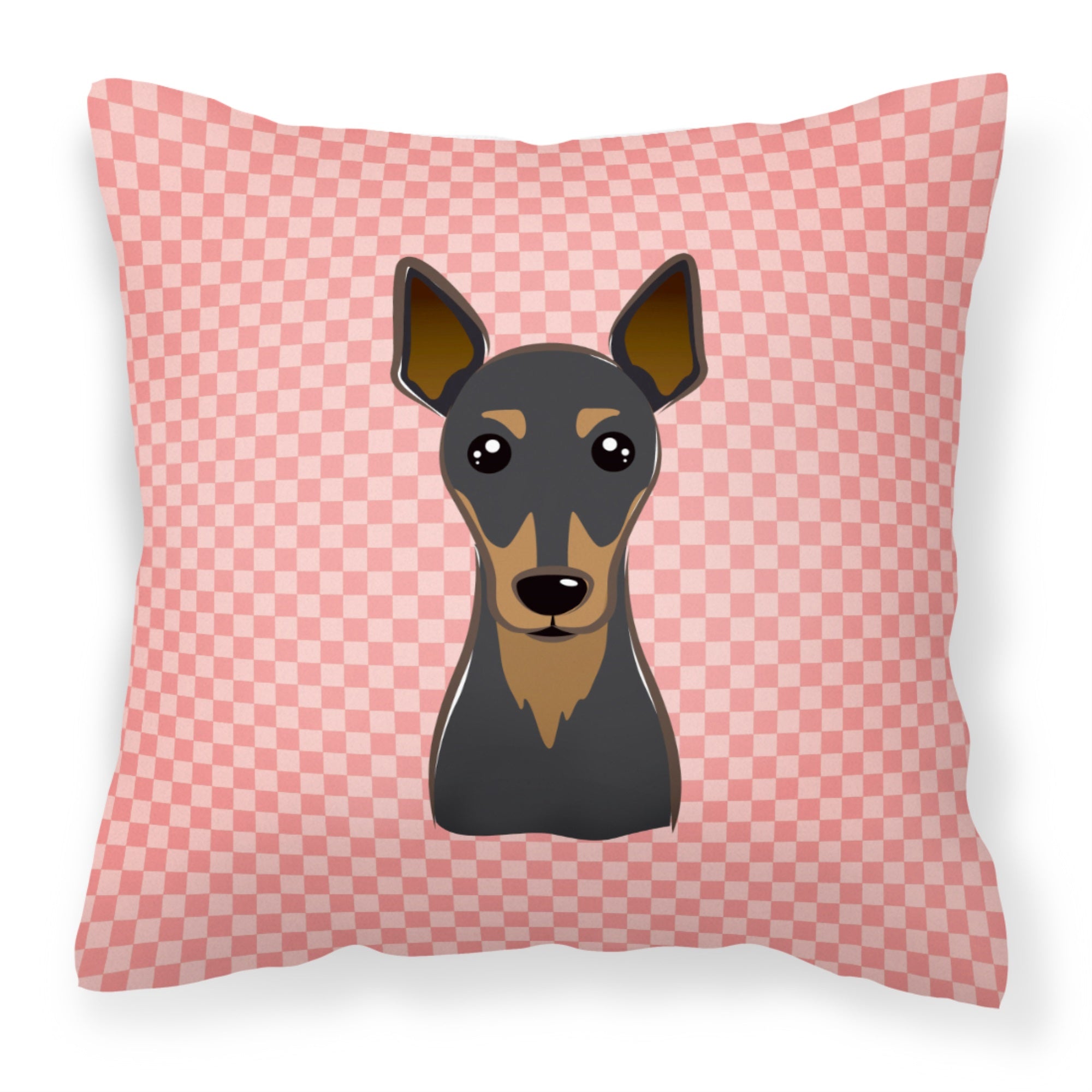 Checkerboard Pink Min Pin Fabric Decorative Pillow