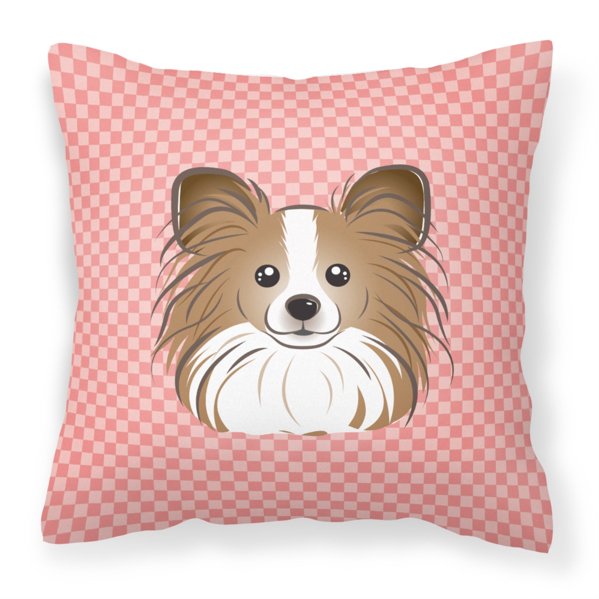 Checkerboard Pink Papillon Fabric Decorative Pillow