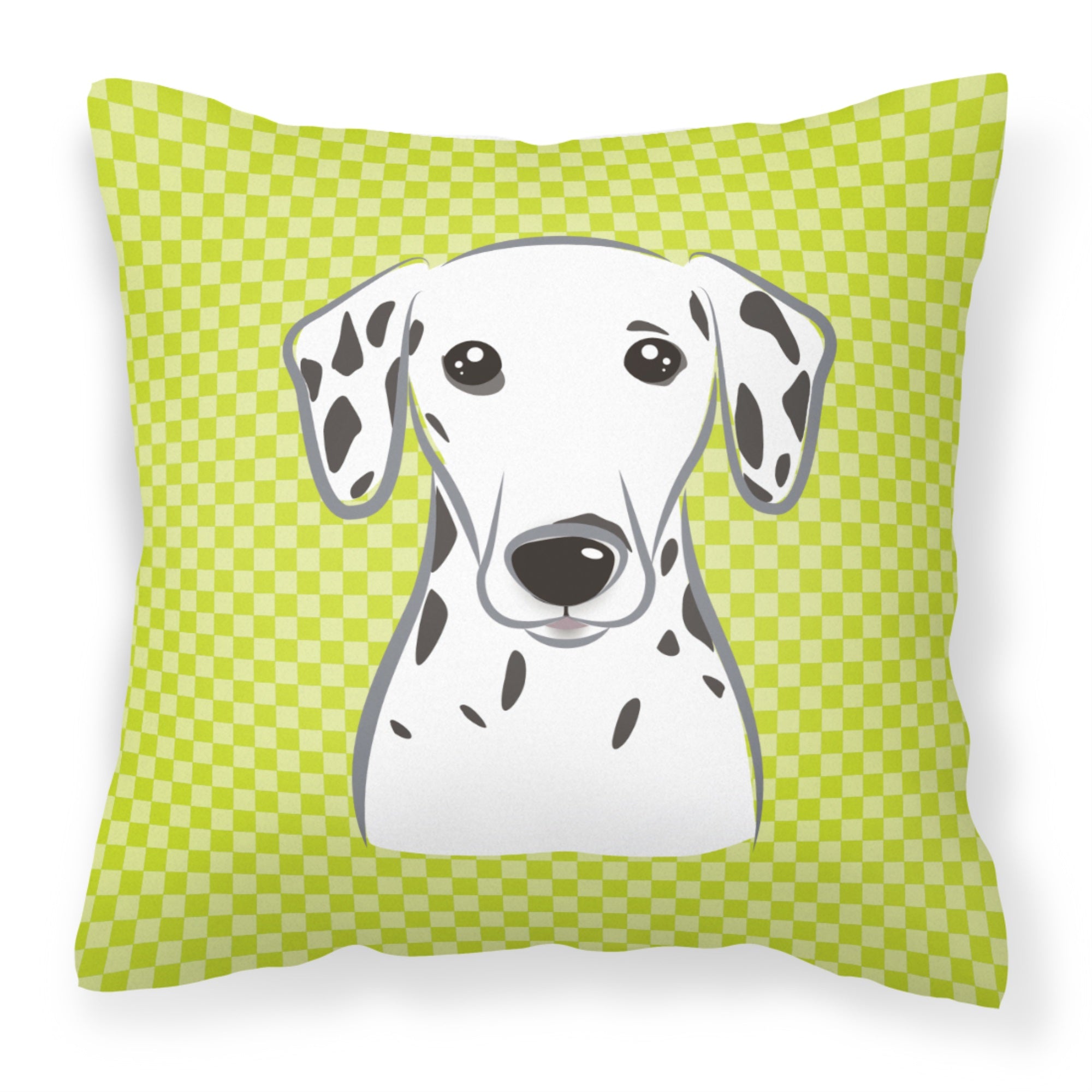 Checkerboard Lime Green Dalmatian Fabric Decorative Pillow