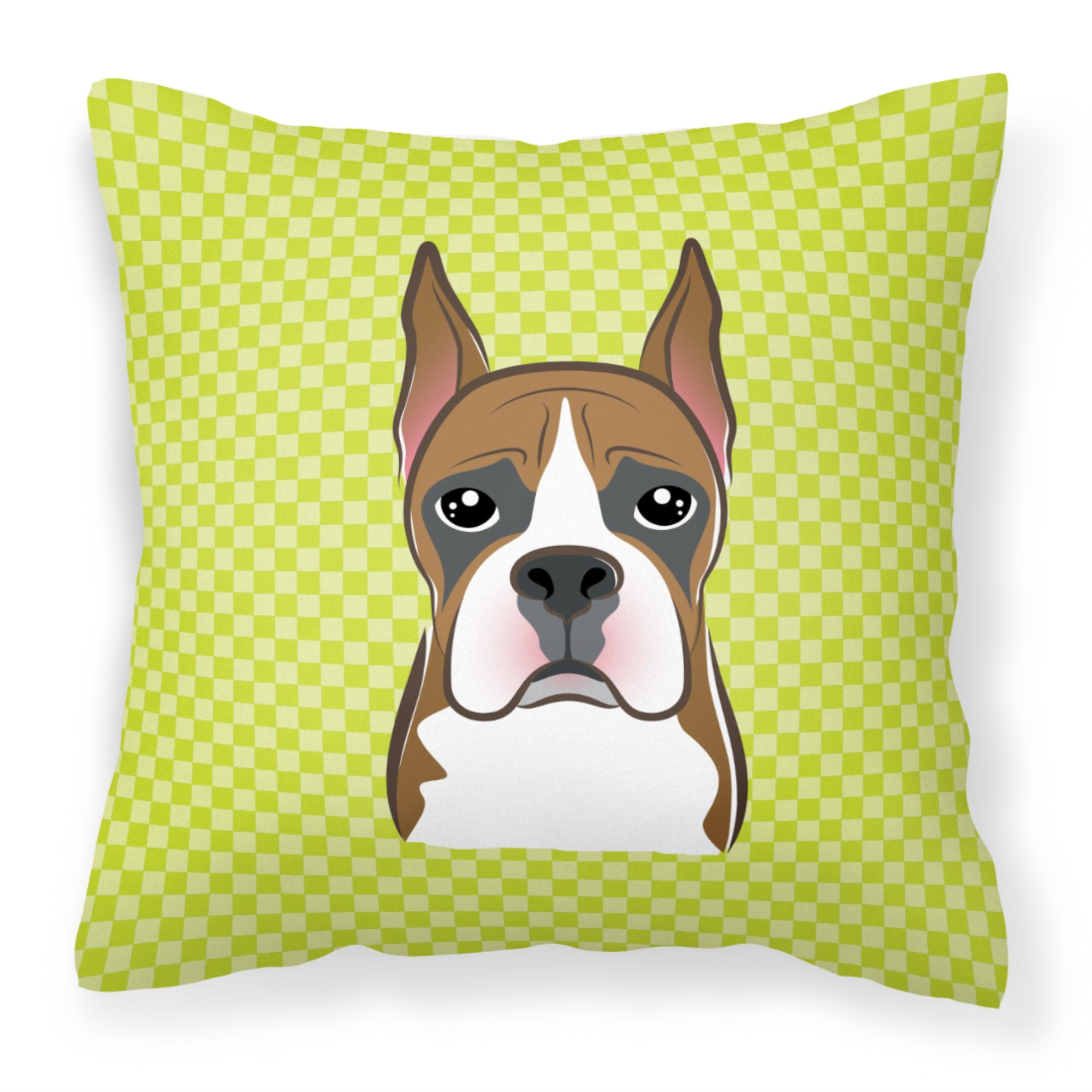 Checkerboard Lime Green Boxer Fabric Decorative Pillow