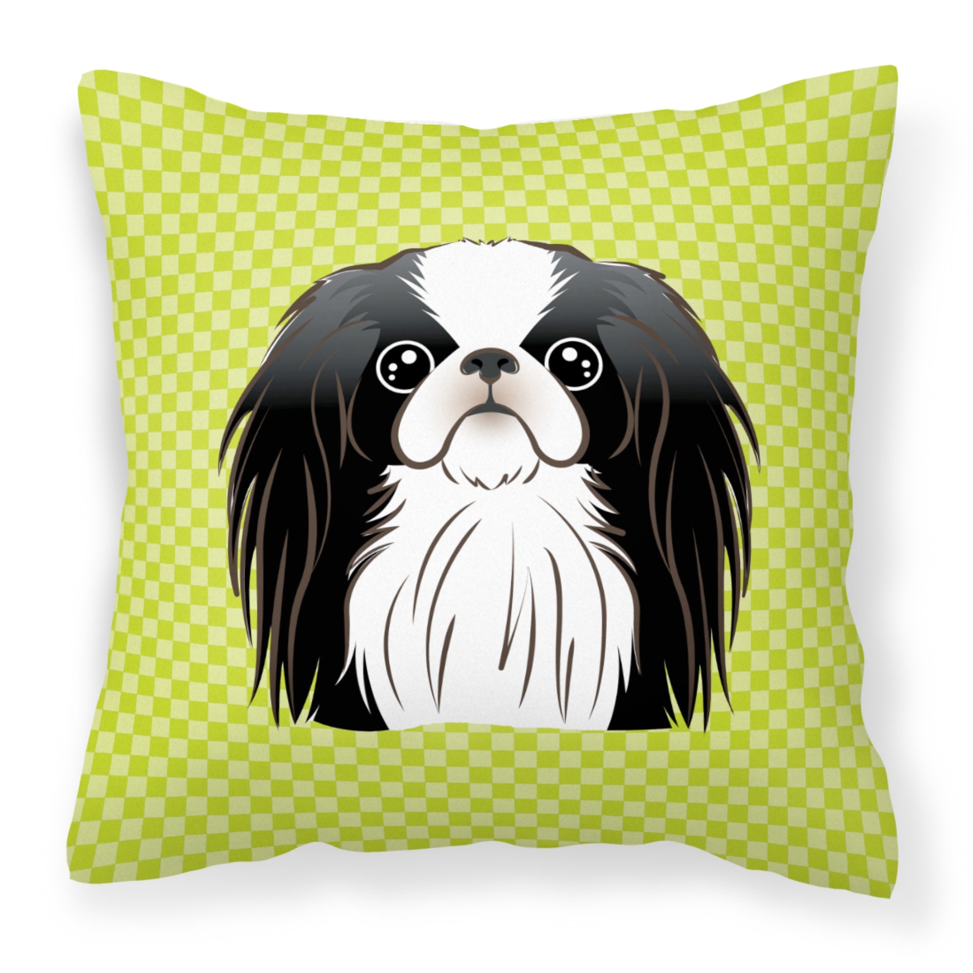 Checkerboard Lime Green Japanese Chin Fabric Decorative Pillow