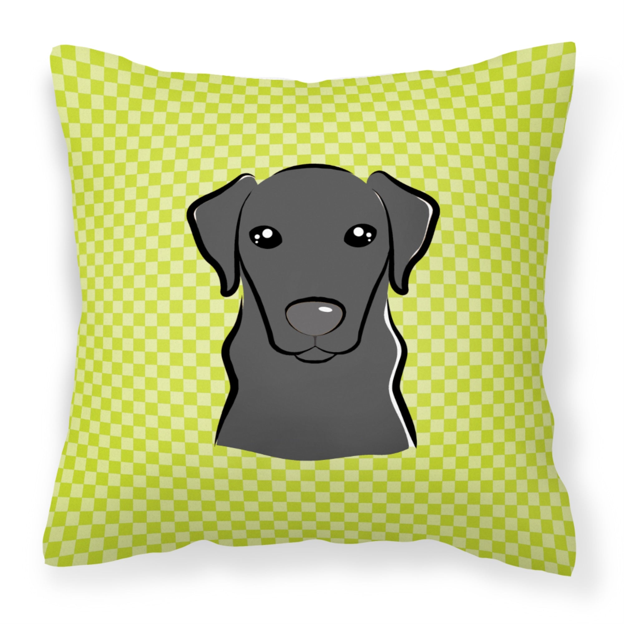 Checkerboard Lime Green Black Labrador Fabric Decorative Pillow