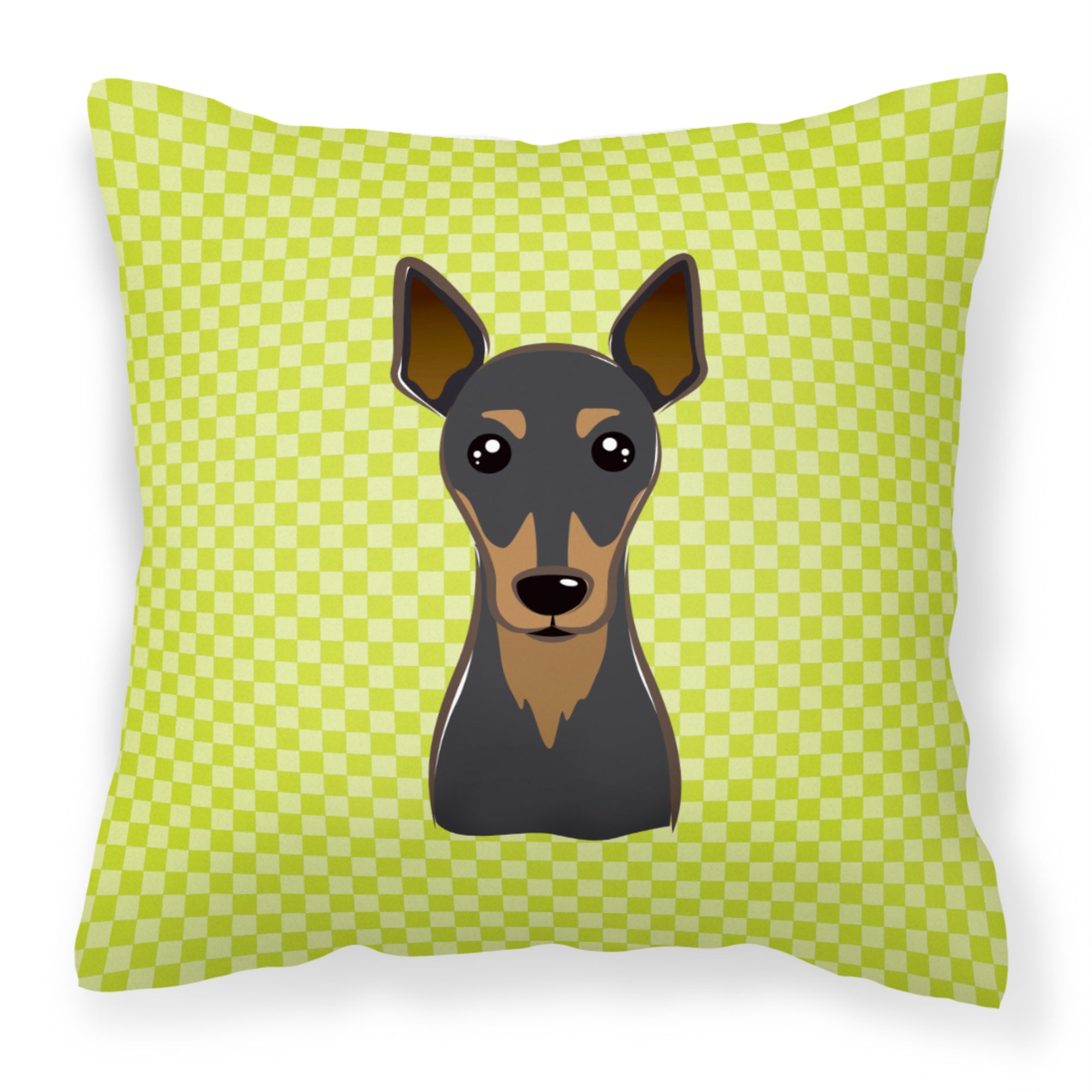 Checkerboard Lime Green Min Pin Fabric Decorative Pillow
