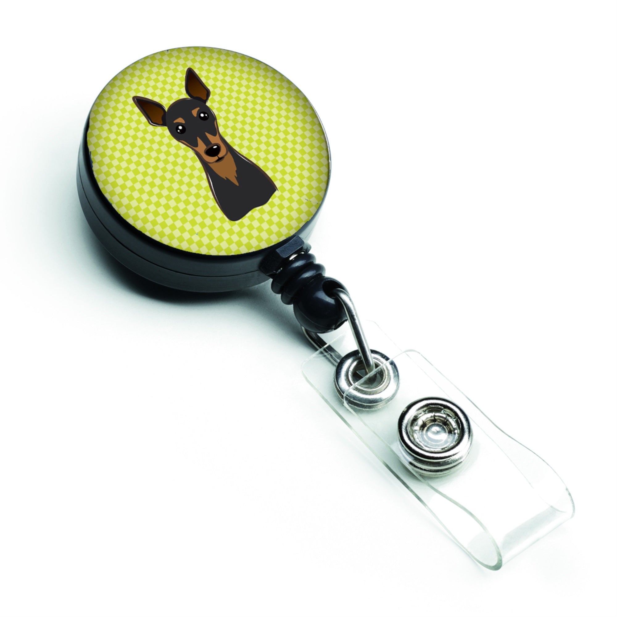 Checkerboard Lime Green Min Pin Retractable Badge Reel