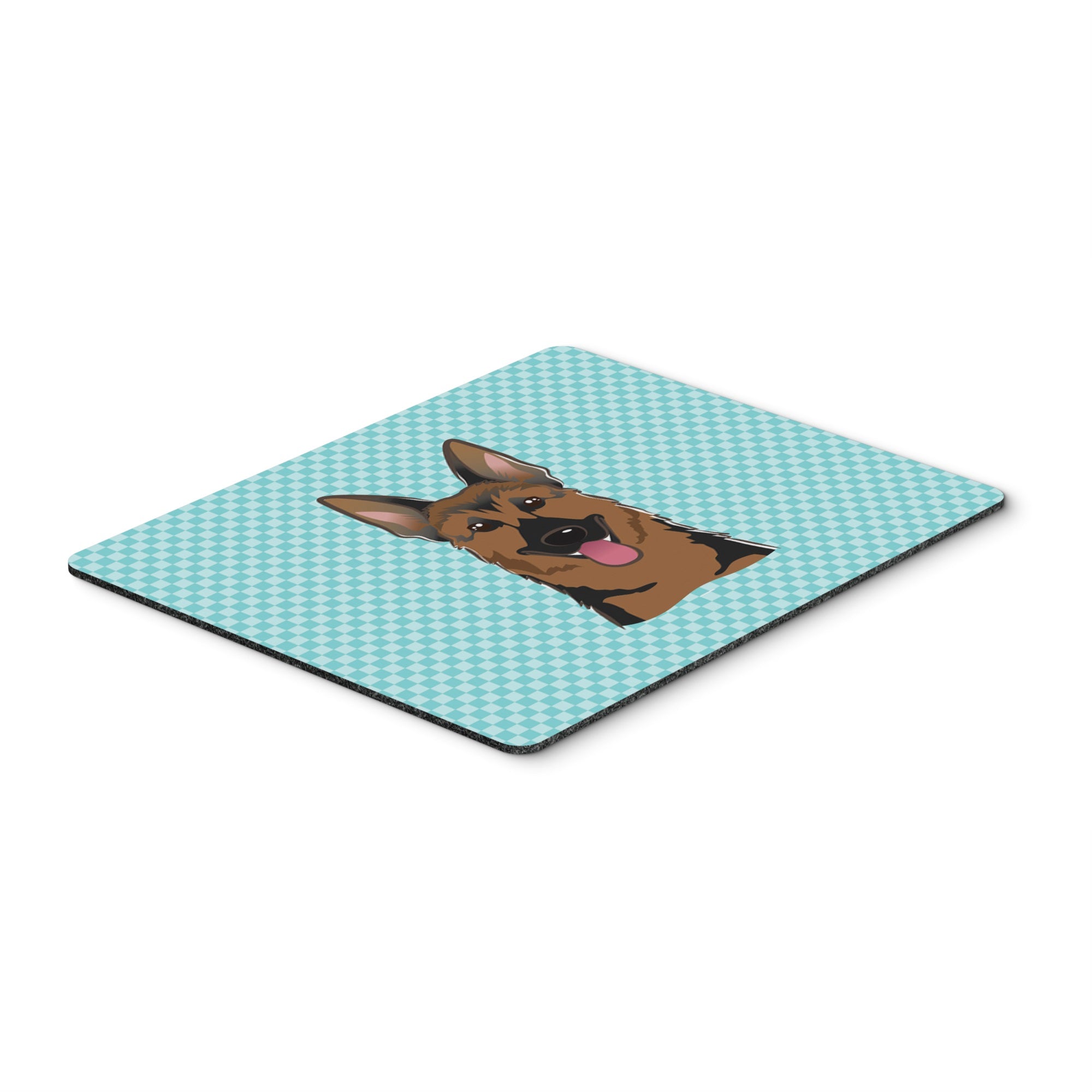 Checkerboard Blue German Shepherd Mouse Pad, Hot Pad Or Trivet