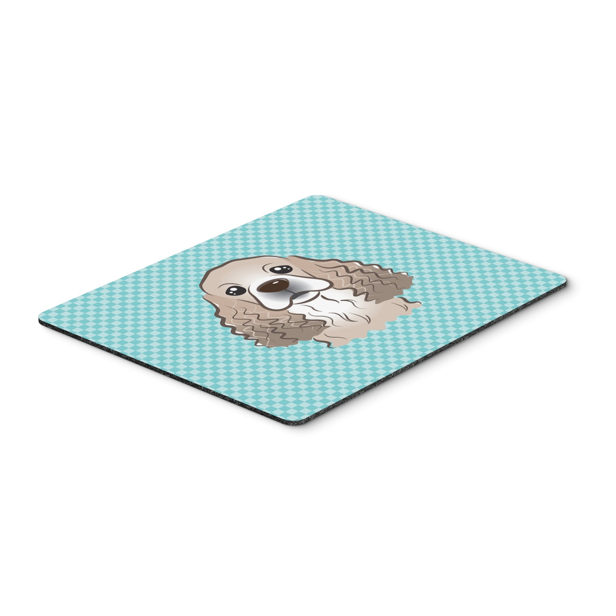 Checkerboard Blue Cocker Spaniel Mouse Pad, Hot Pad Or Trivet