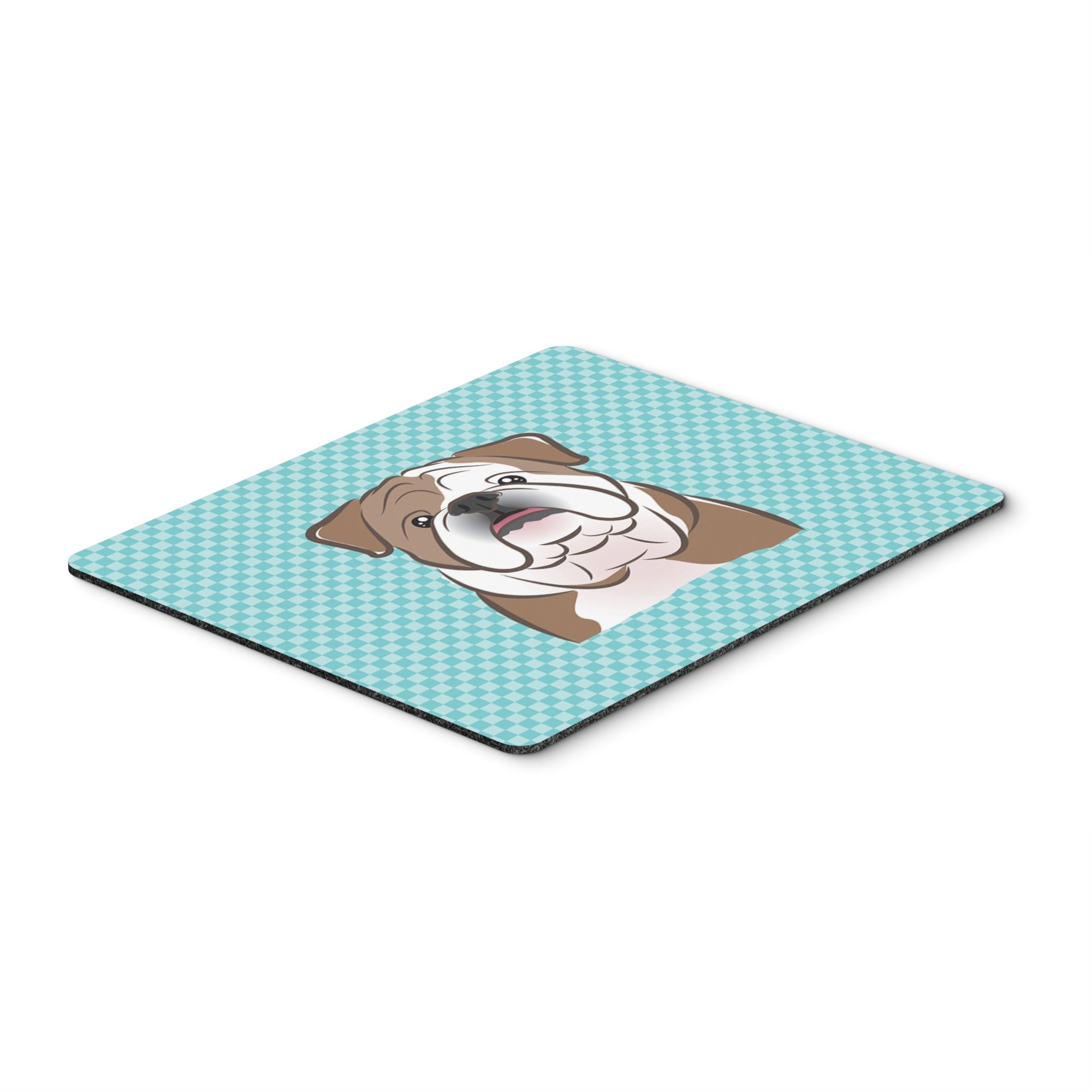 Checkerboard Blue English Bulldog  Mouse Pad, Hot Pad Or Trivet