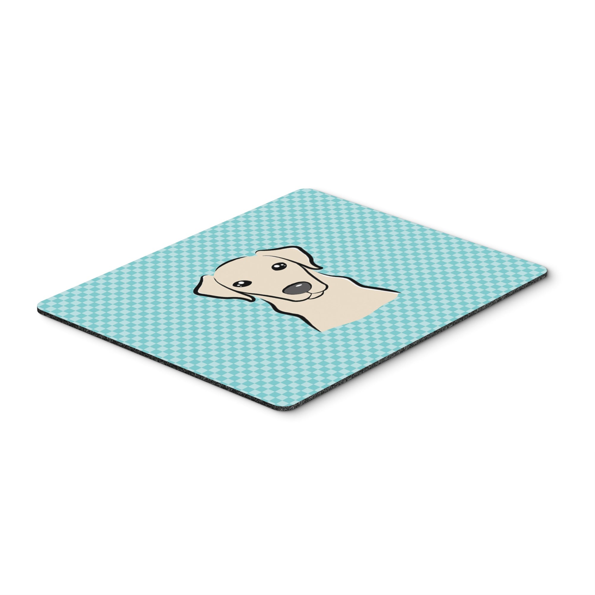 Checkerboard Blue Yellow Labrador Mouse Pad, Hot Pad Or Trivet