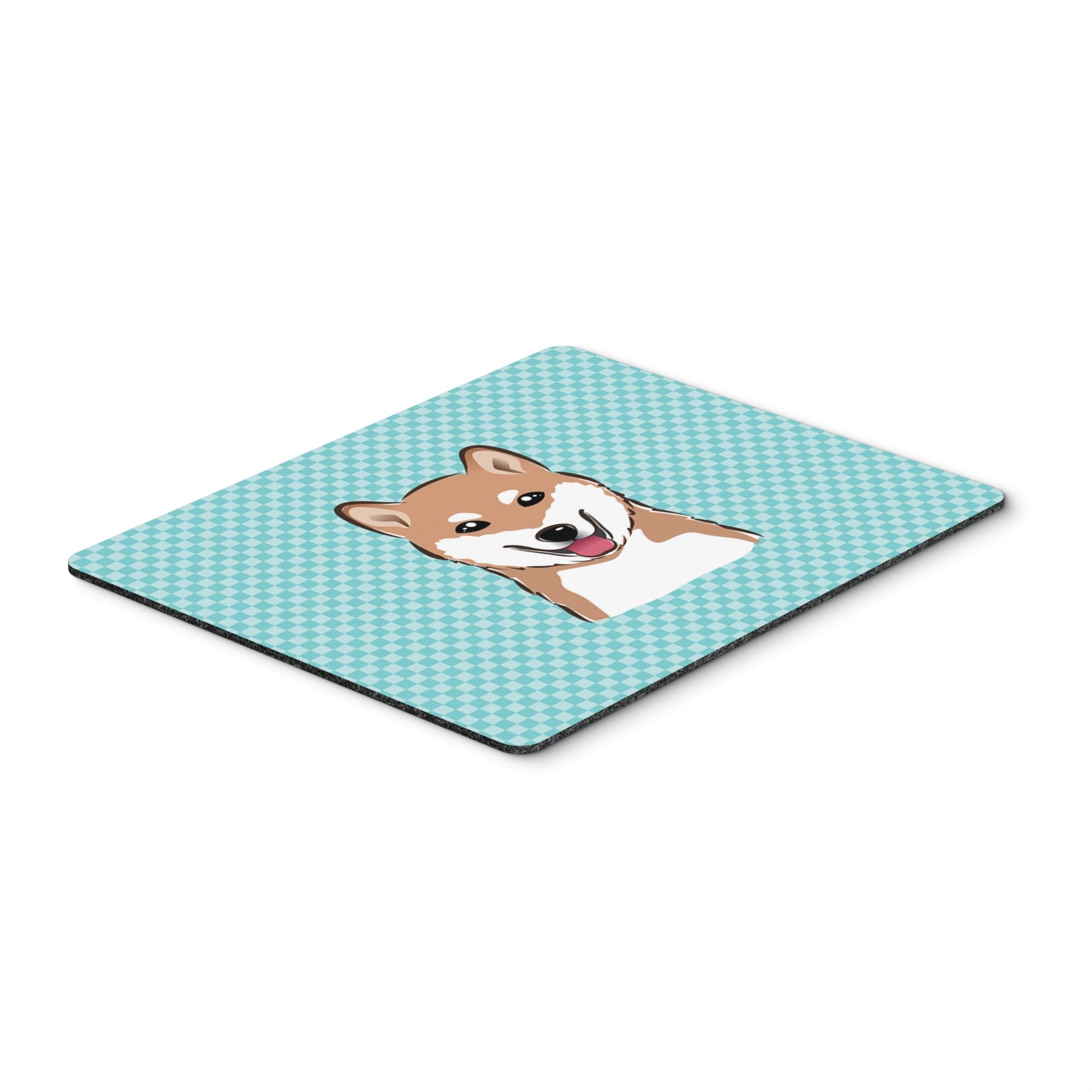 Checkerboard Blue Shiba Inu Mouse Pad, Hot Pad Or Trivet