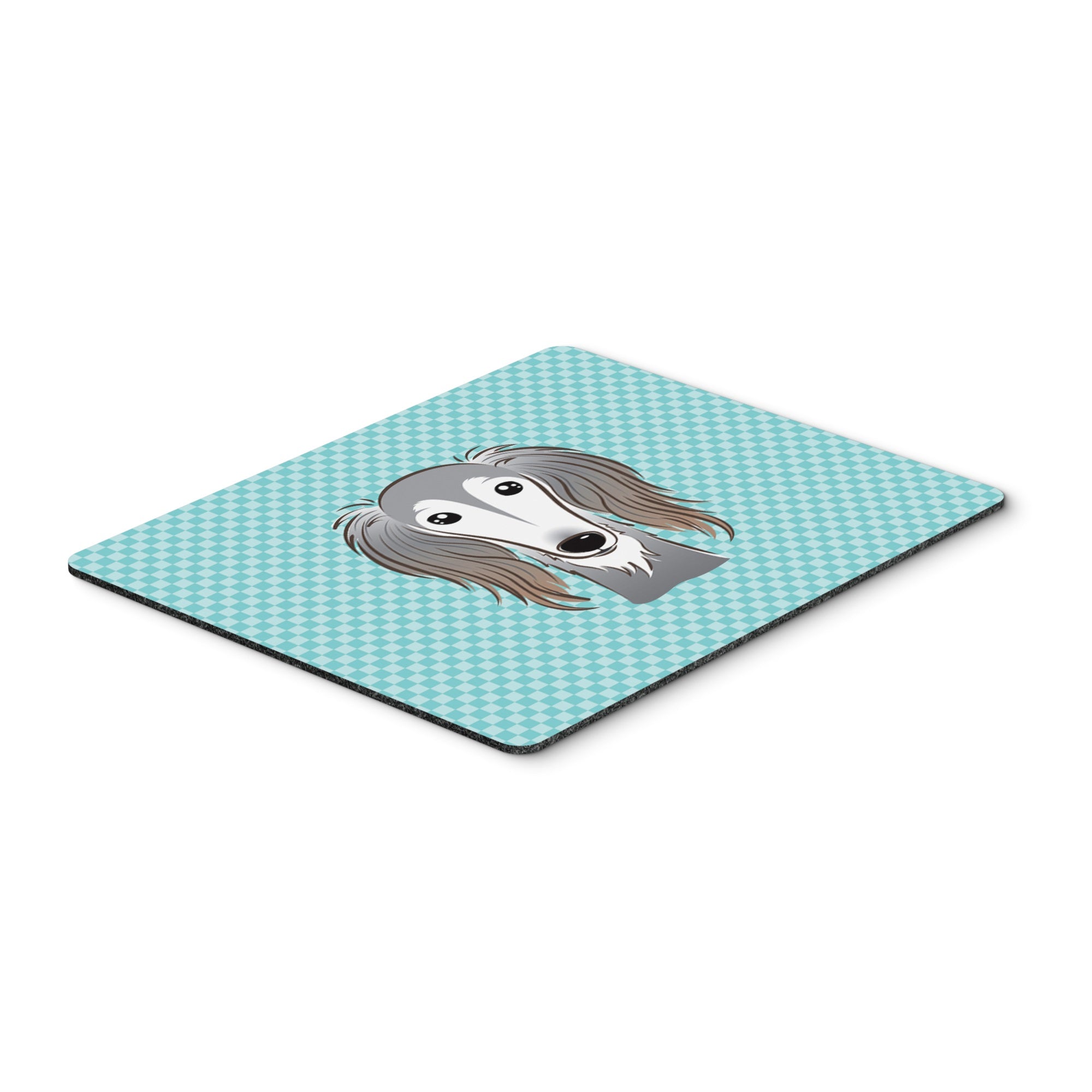 Checkerboard Blue Saluki Mouse Pad, Hot Pad Or Trivet