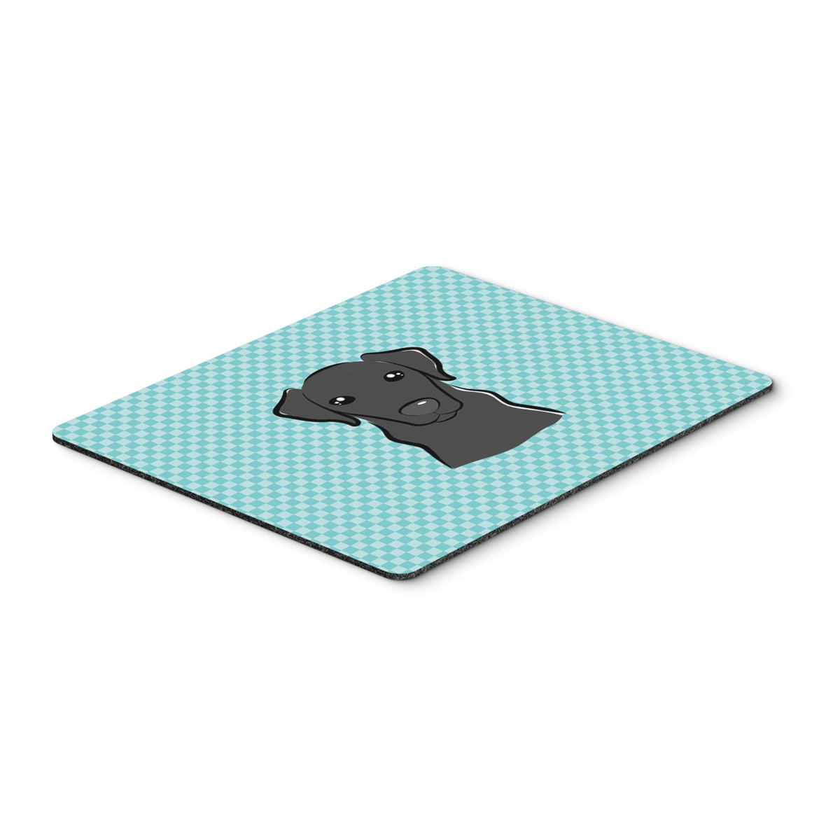 Checkerboard Blue Black Labrador Mouse Pad, Hot Pad Or Trivet