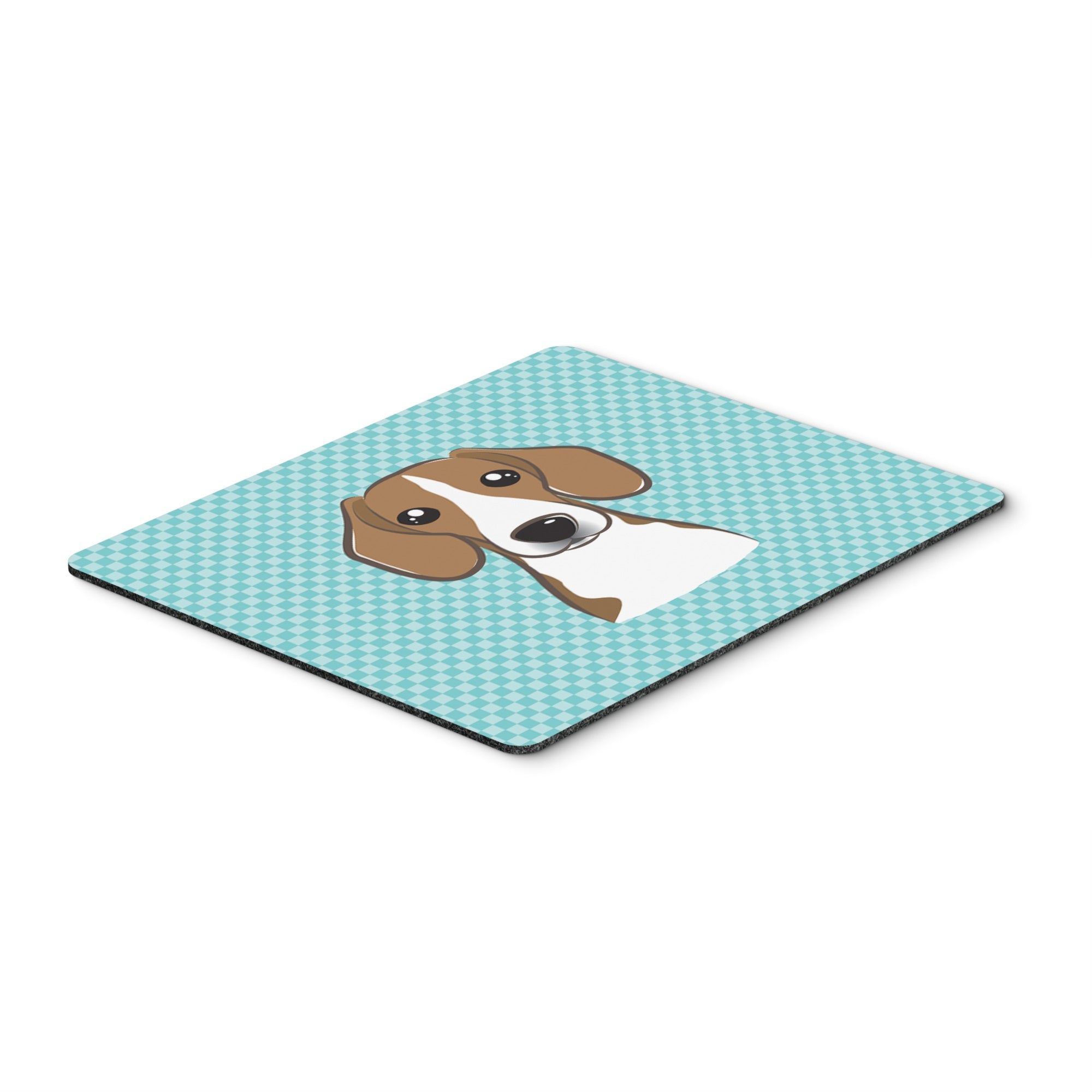 Checkerboard Blue Beagle Mouse Pad, Hot Pad Or Trivet