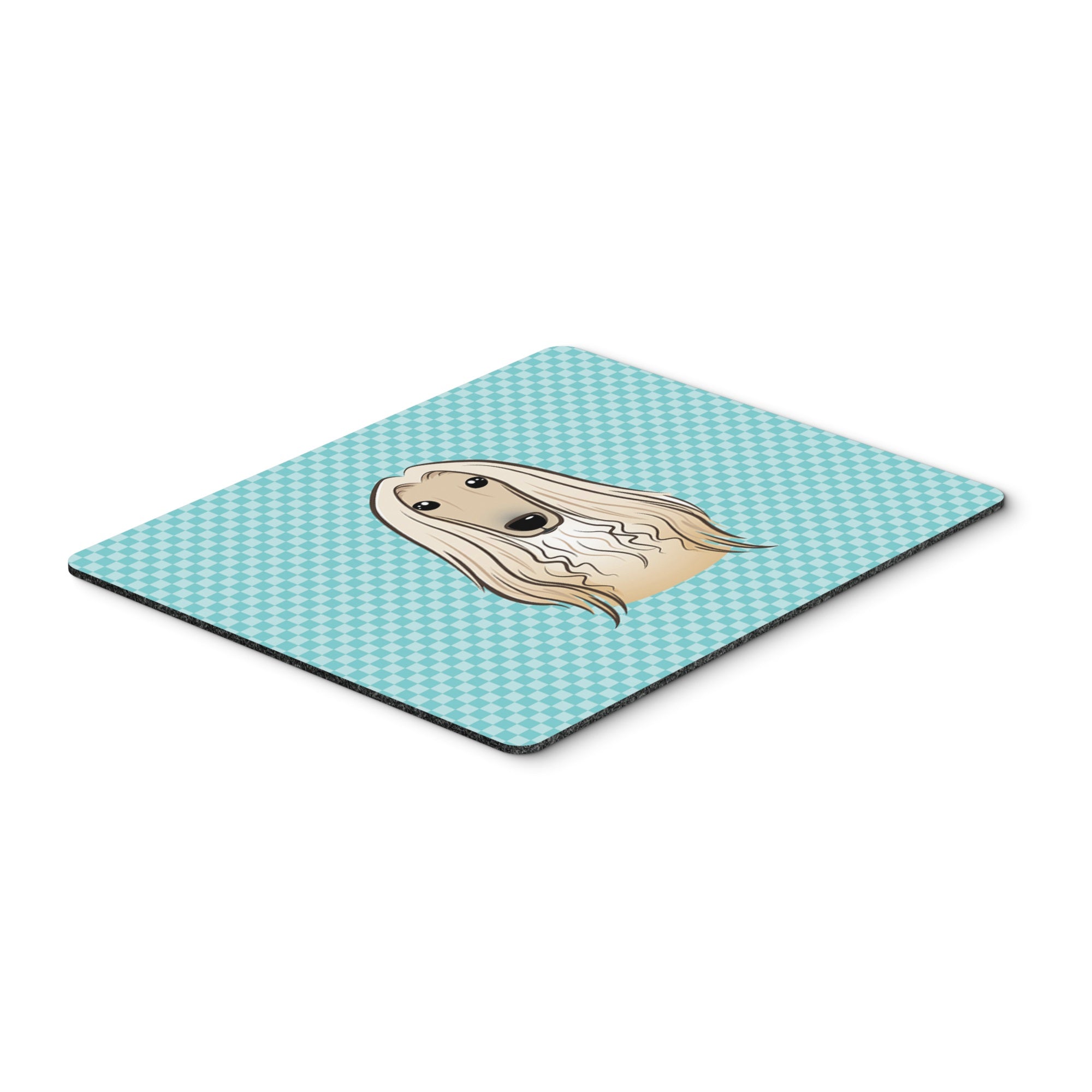 Checkerboard Blue Afghan Hound Mouse Pad, Hot Pad Or Trivet
