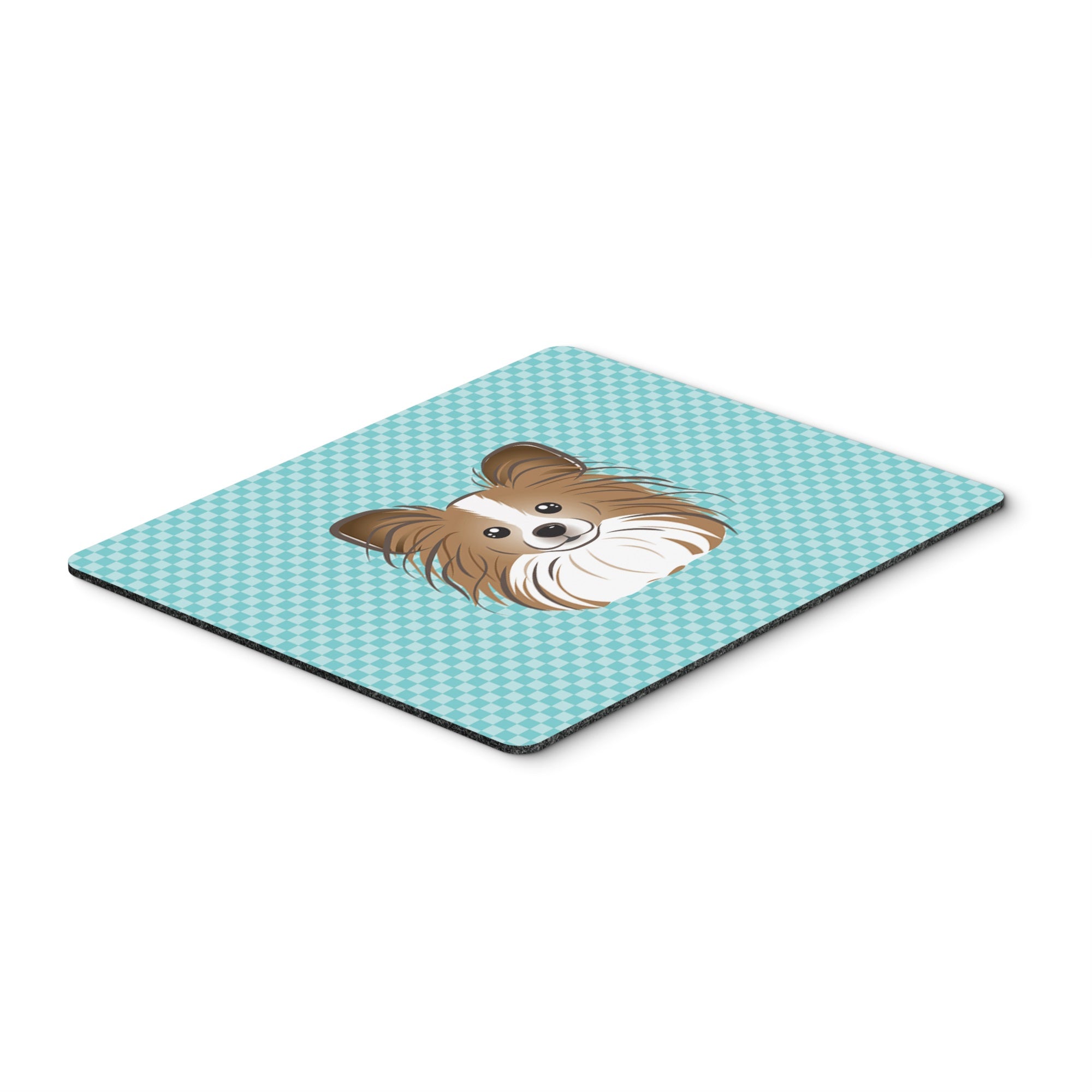 Checkerboard Blue Papillon Mouse Pad, Hot Pad Or Trivet